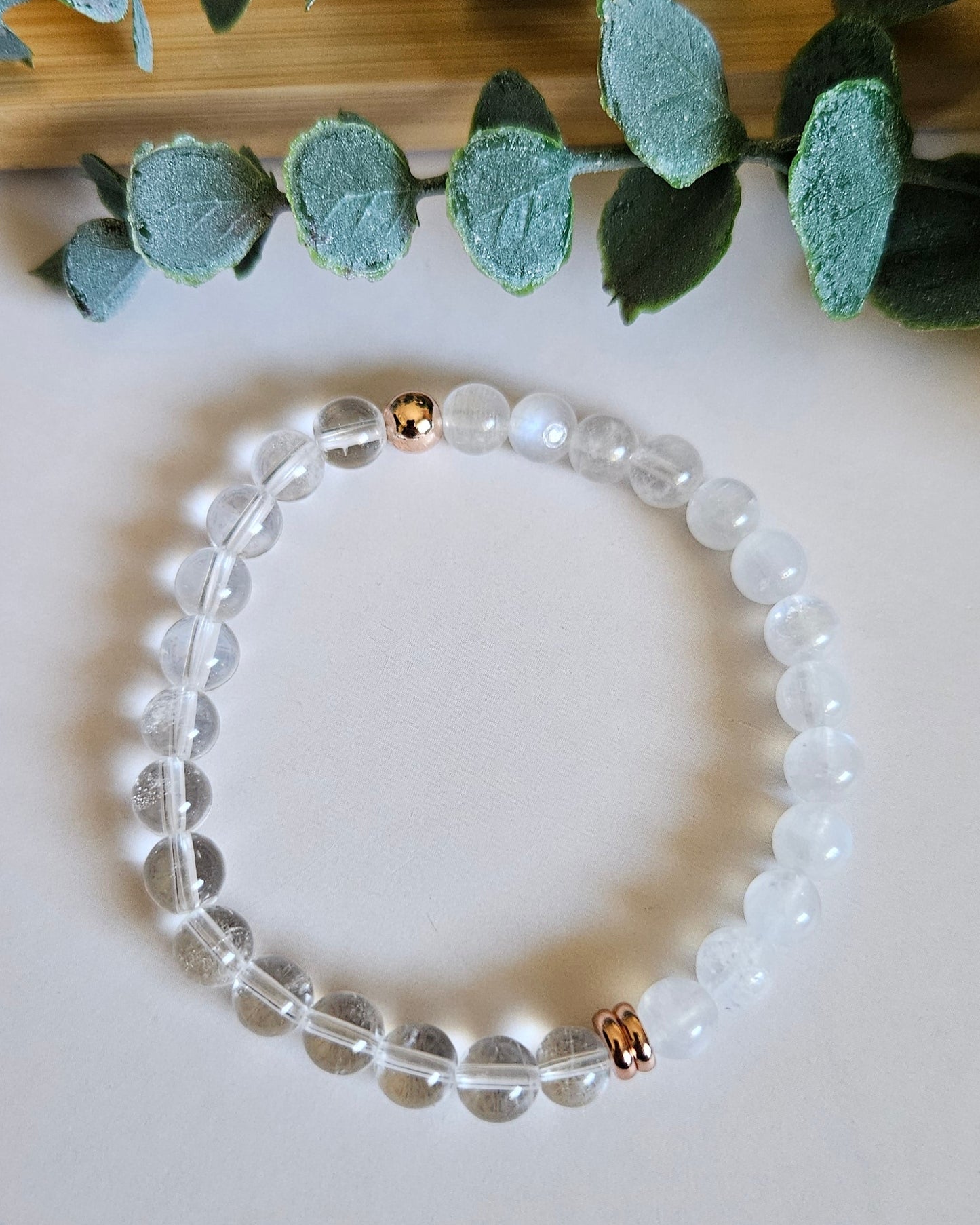 Luminous Moon Bracelet | Moonstone and Clear Quartz for Clarity and Intuition