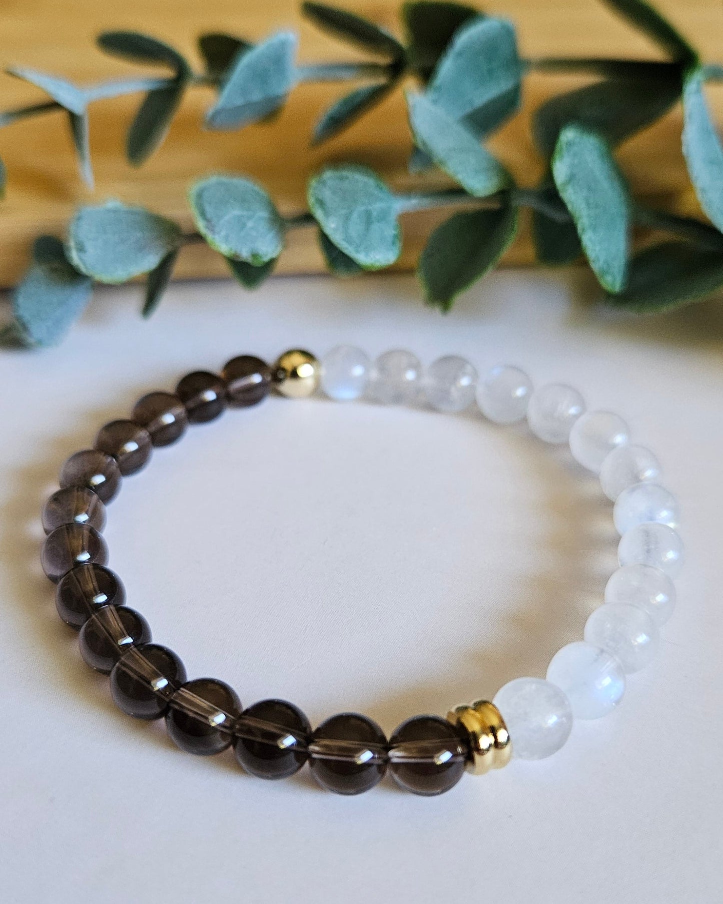 Twilight Moon Bracelet | Moonstone and Smoky Quartz for Grounding and Intuition