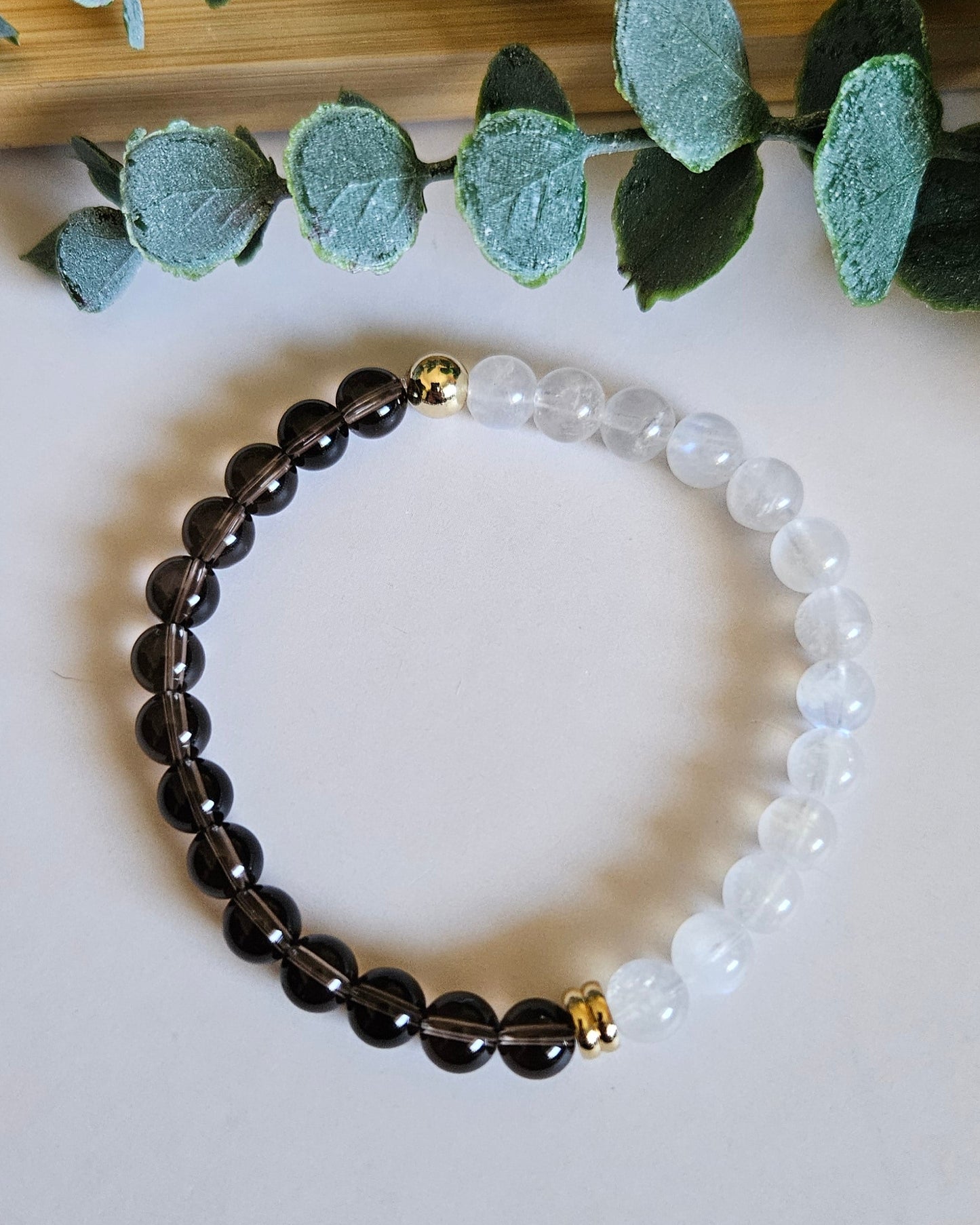 Twilight Moon Bracelet | Moonstone and Smoky Quartz for Grounding and Intuition