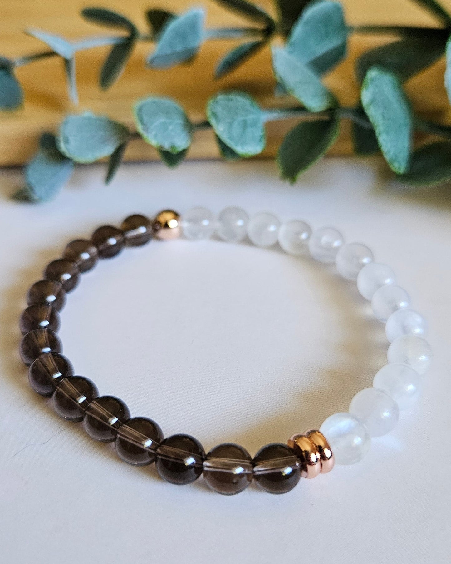 Twilight Moon Bracelet | Moonstone and Smoky Quartz for Grounding and Intuition
