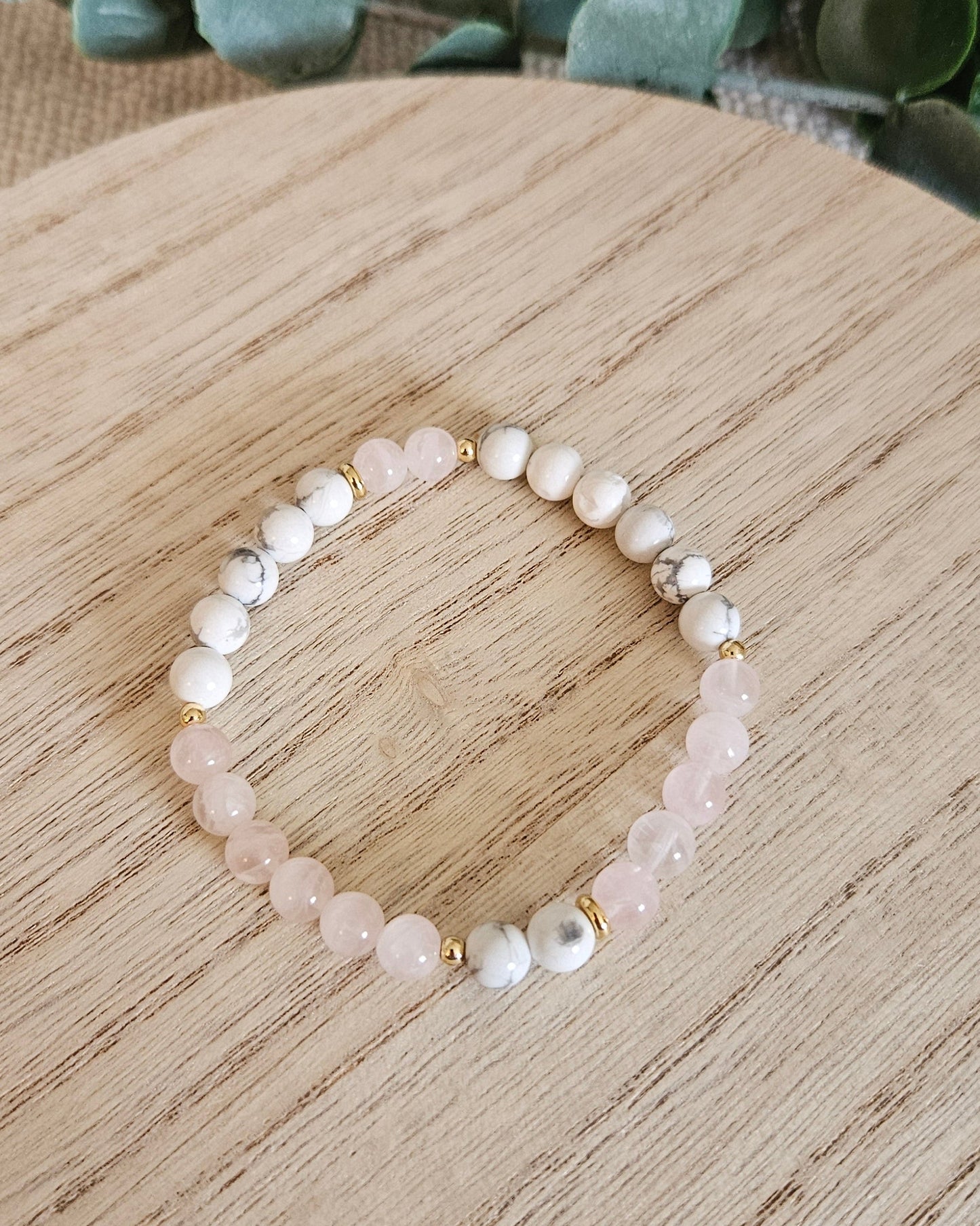 Rose Quartz & Howlite Bracelet | Emotional Calm & Gentle Support