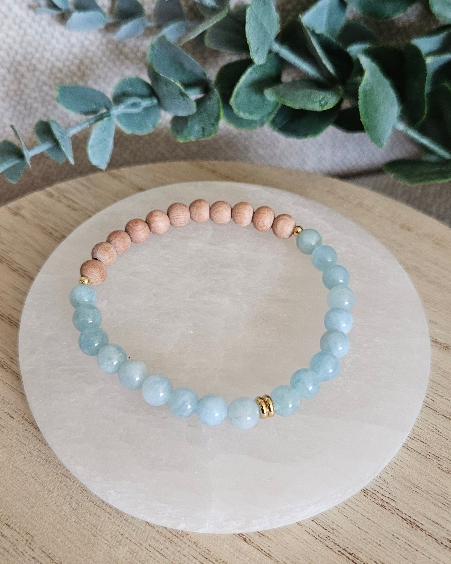 Aquamarine & Rosewood Diffuser Bracelet | Calm Clarity & Gentle Support