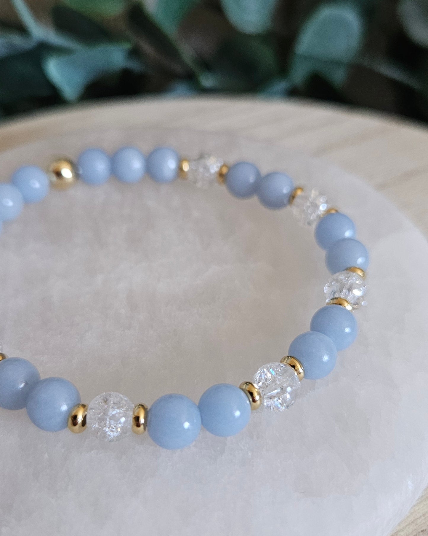 Angelite & Clear Quartz Bracelet | Calm & Gentle Clarity