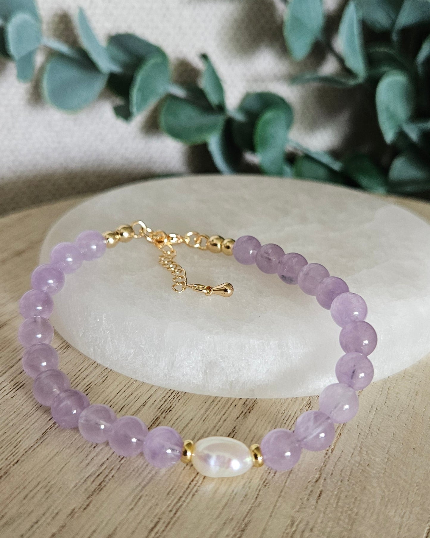 Lavender Amethyst & Freshwater Pearl Bracelet | Calm, Clarity & Inner Grace