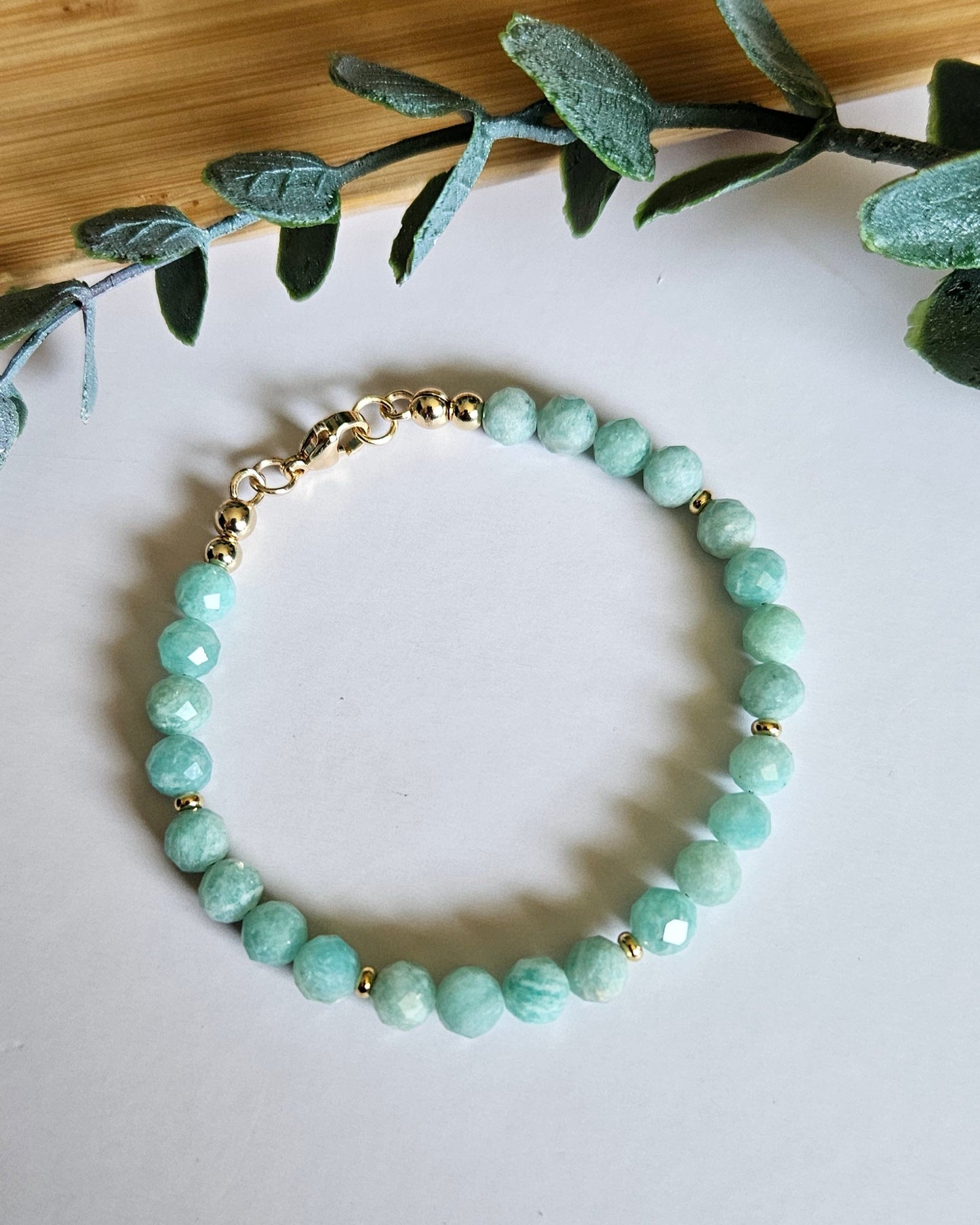 Turquoise beaded bracelet with gold