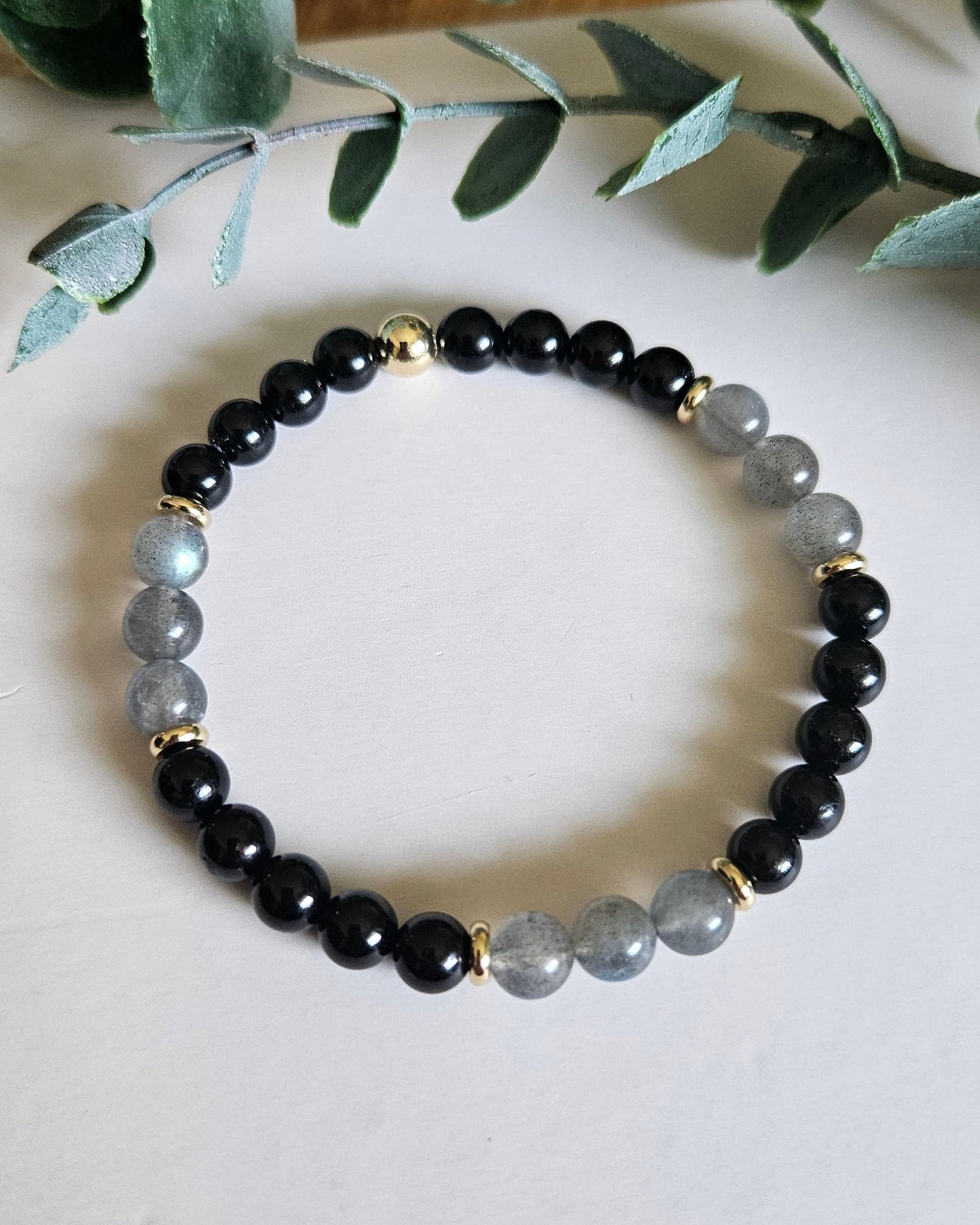 I Am Protected Bracelet | Labradorite and Black Tourmaline for Protection and Intuition