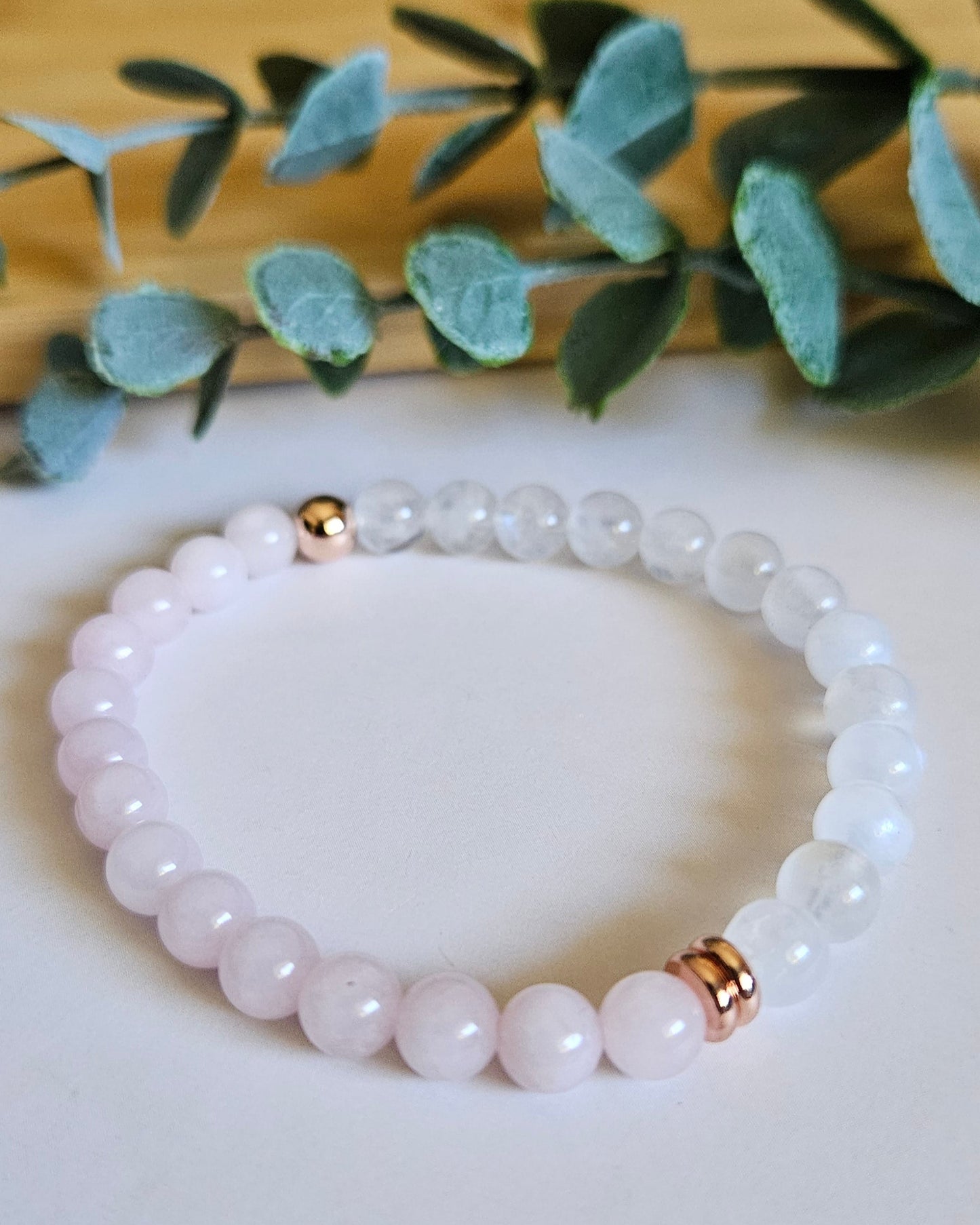 Moonlit Heart Bracelet | Moonstone and Rose Quartz for Love and Emotional Balance