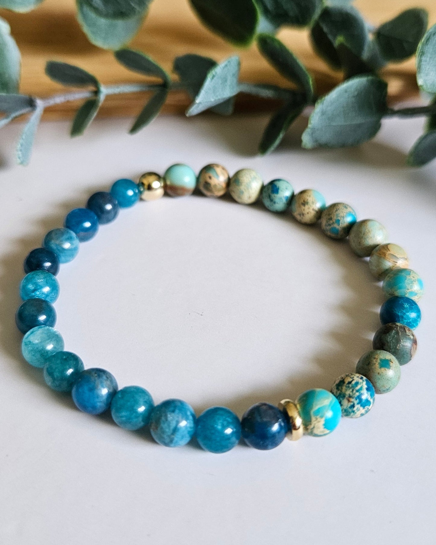 Inner Tide Bracelet | Apatite and Lake Blue Sea Sediment Jasper for Clarity and Calm