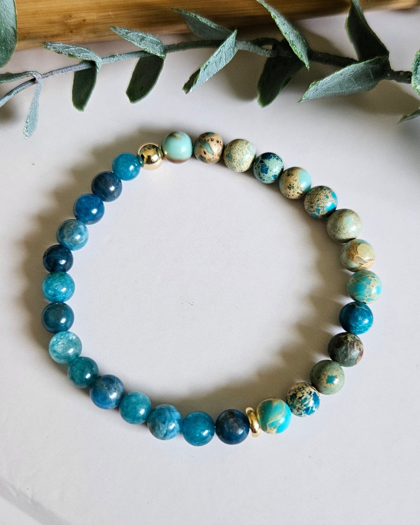 Inner Tide Bracelet | Apatite and Lake Blue Sea Sediment Jasper for Clarity and Calm