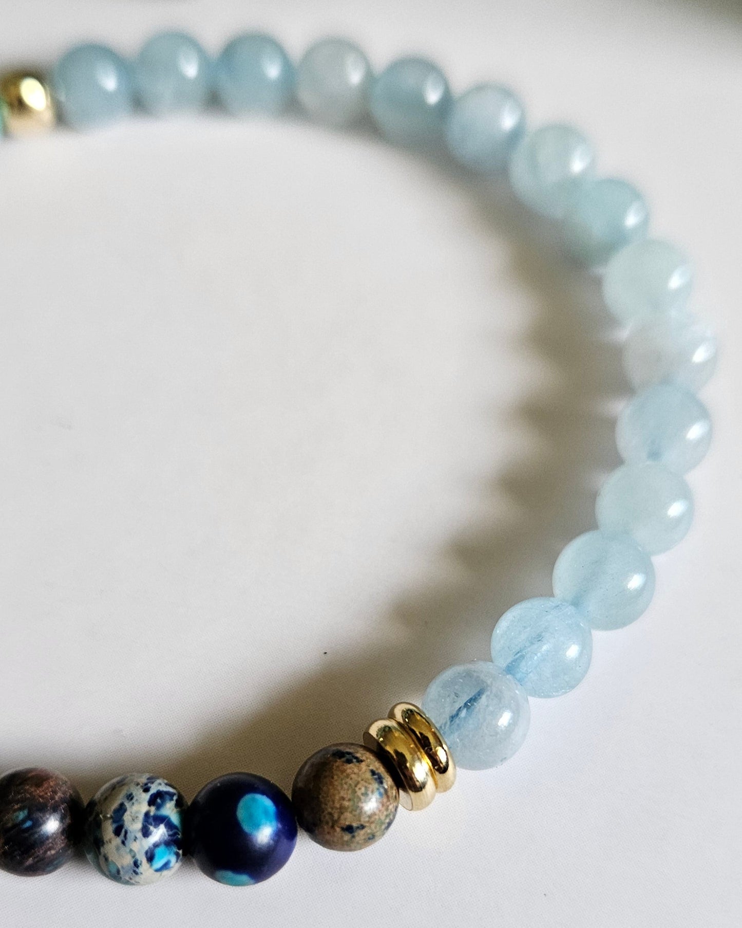 Calm Current Bracelet | Aquamarine and Ocean Blue Sea Sediment Jasper for Calm and Balance