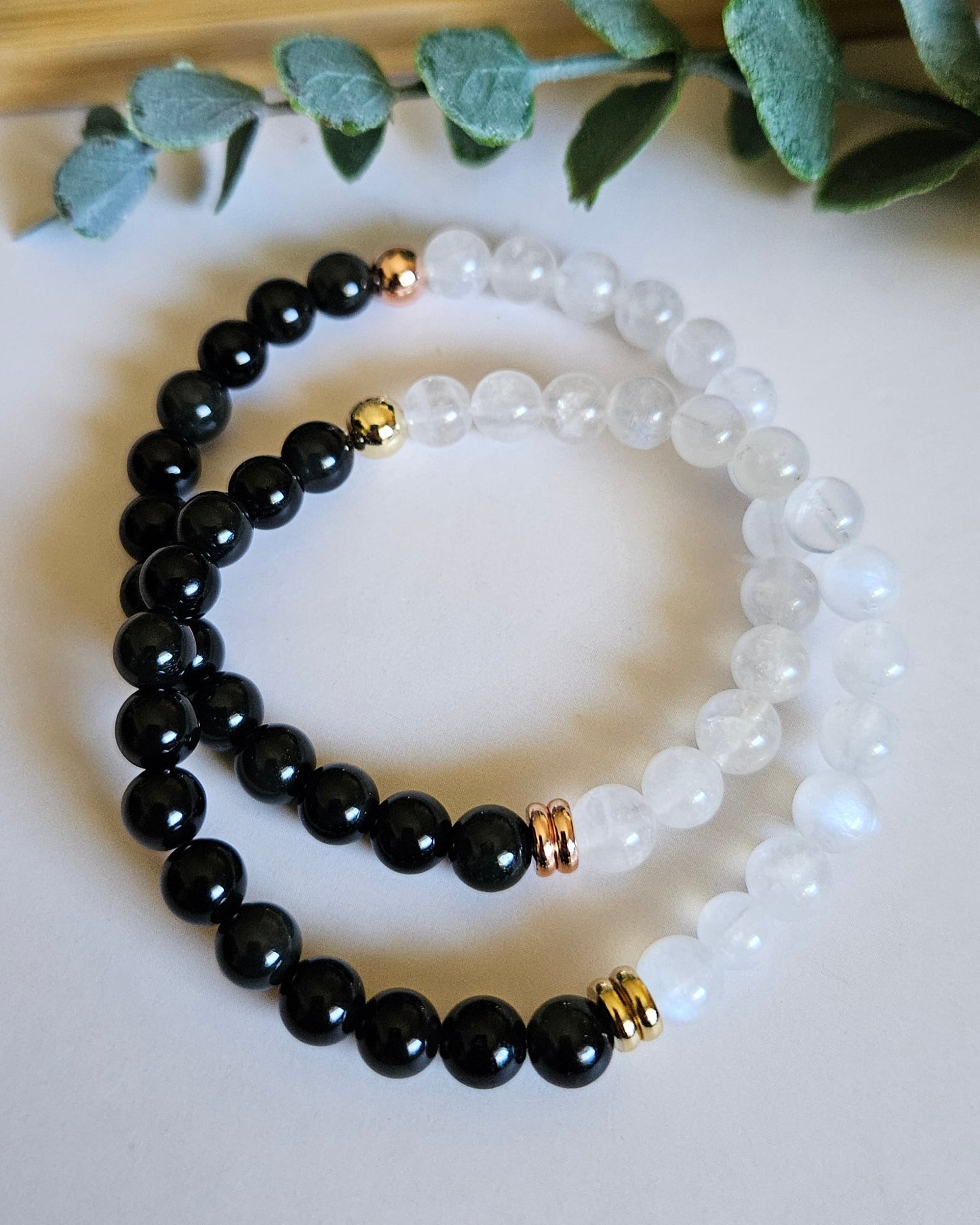 Shadow Moon Bracelet | Moonstone and Black Obsidian for Clarity and Courage