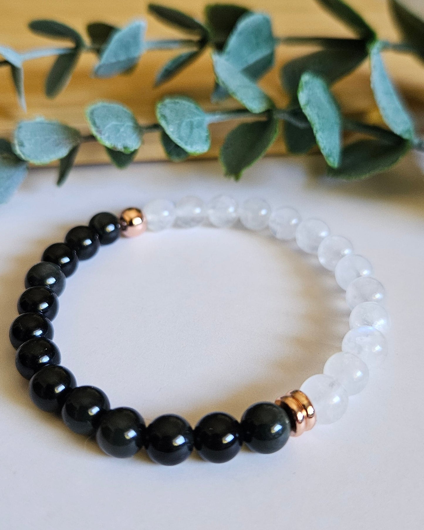 Shadow Moon Bracelet | Moonstone and Black Obsidian for Clarity and Courage