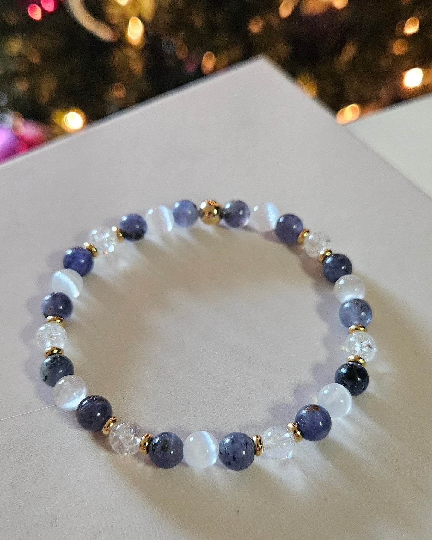 Starlight Calm Bracelet | Iolite, Selenite and Clear Quartz for Intuition and Inner Wisdom