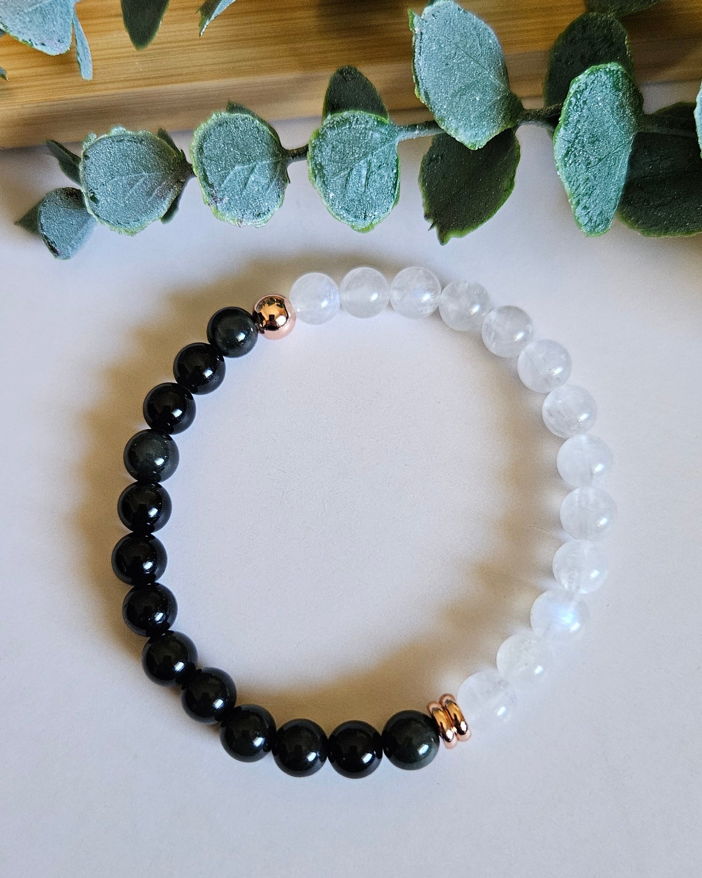 Shadow Moon Bracelet | Moonstone and Black Obsidian for Clarity and Courage