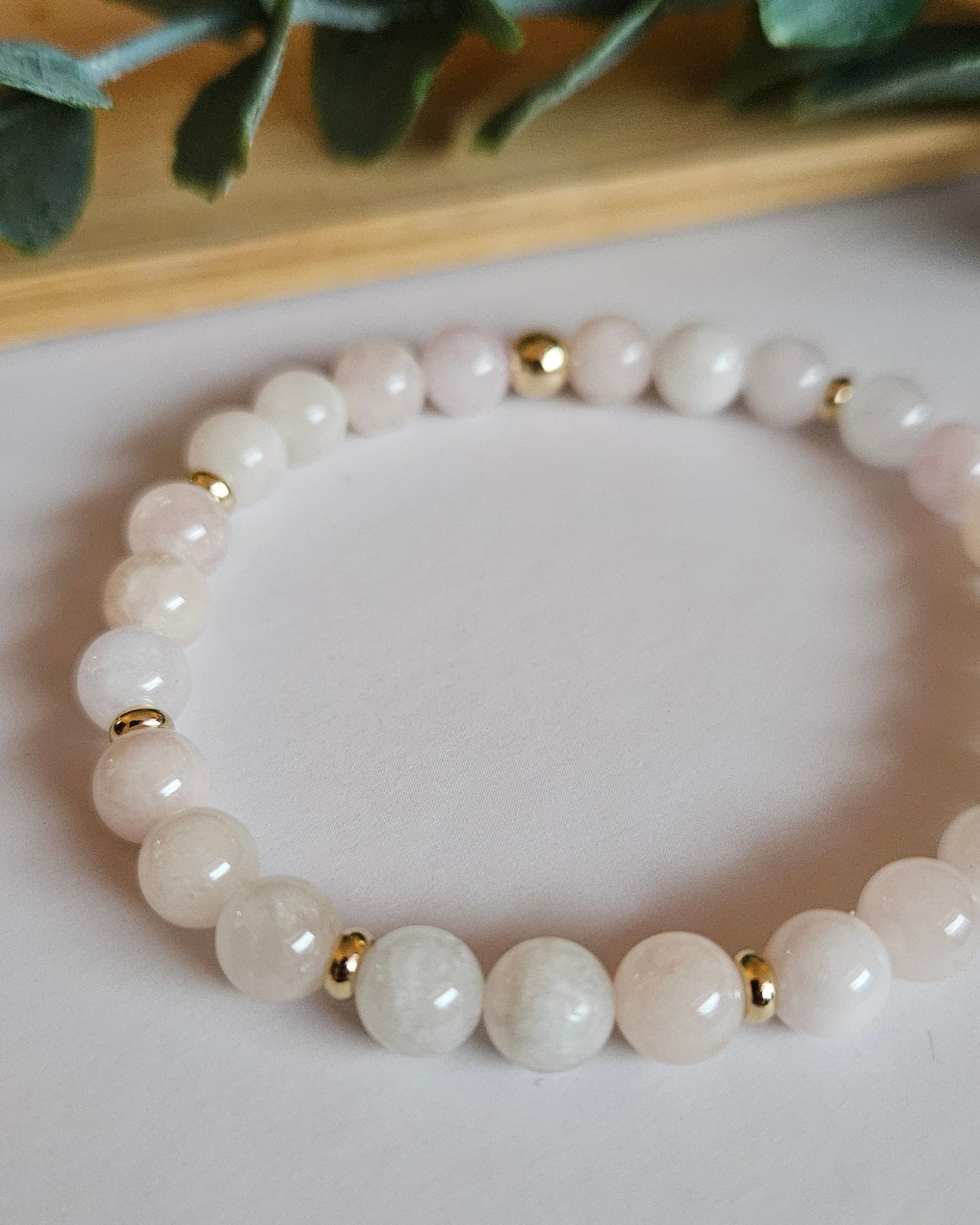 pink morganite with gold accents