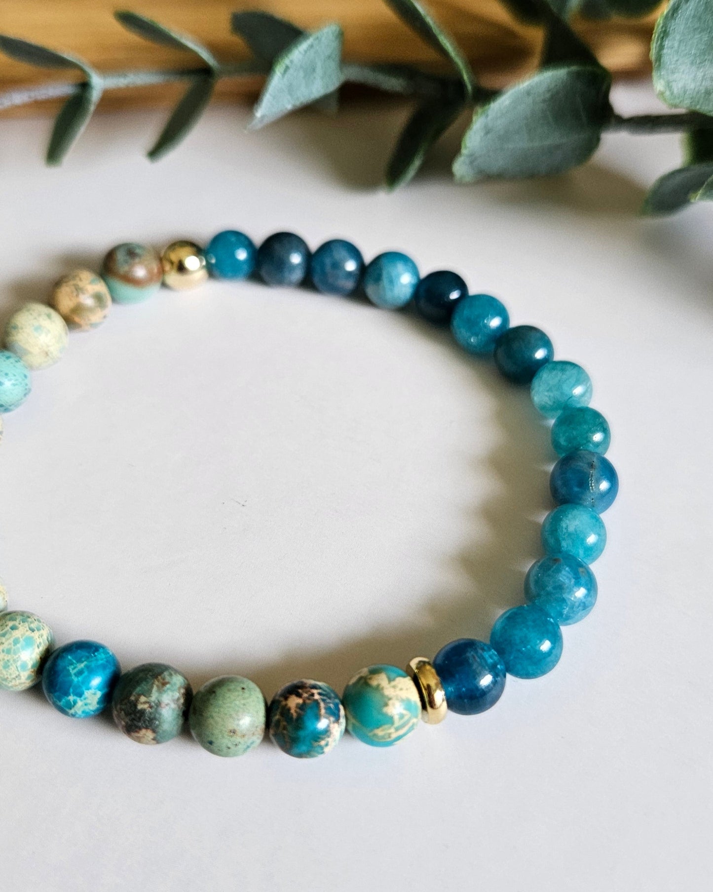 Inner Tide Bracelet | Apatite and Lake Blue Sea Sediment Jasper for Clarity and Calm