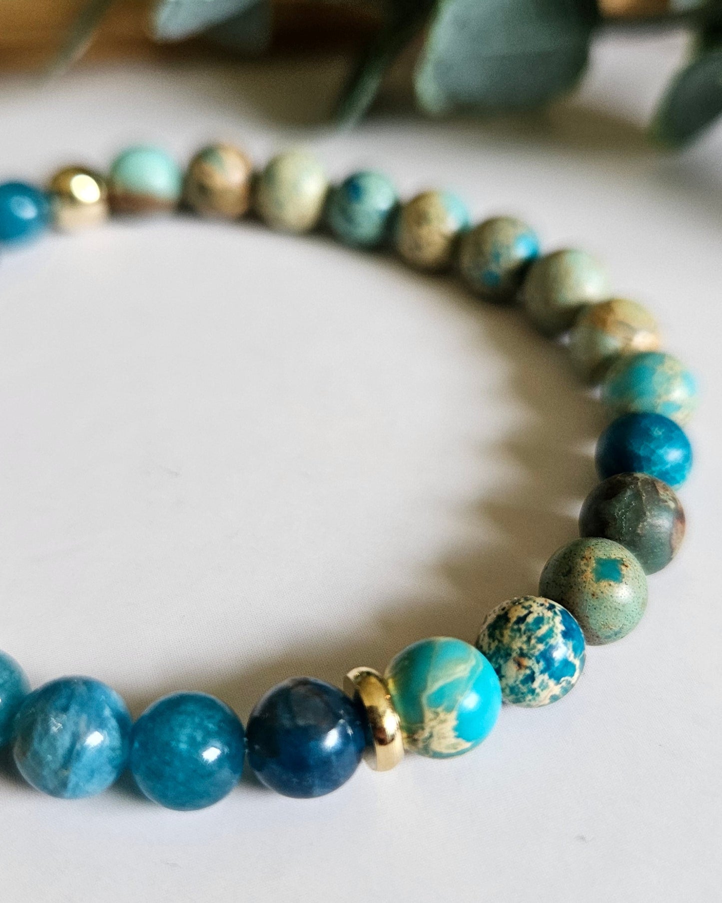Inner Tide Bracelet | Apatite and Lake Blue Sea Sediment Jasper for Clarity and Calm