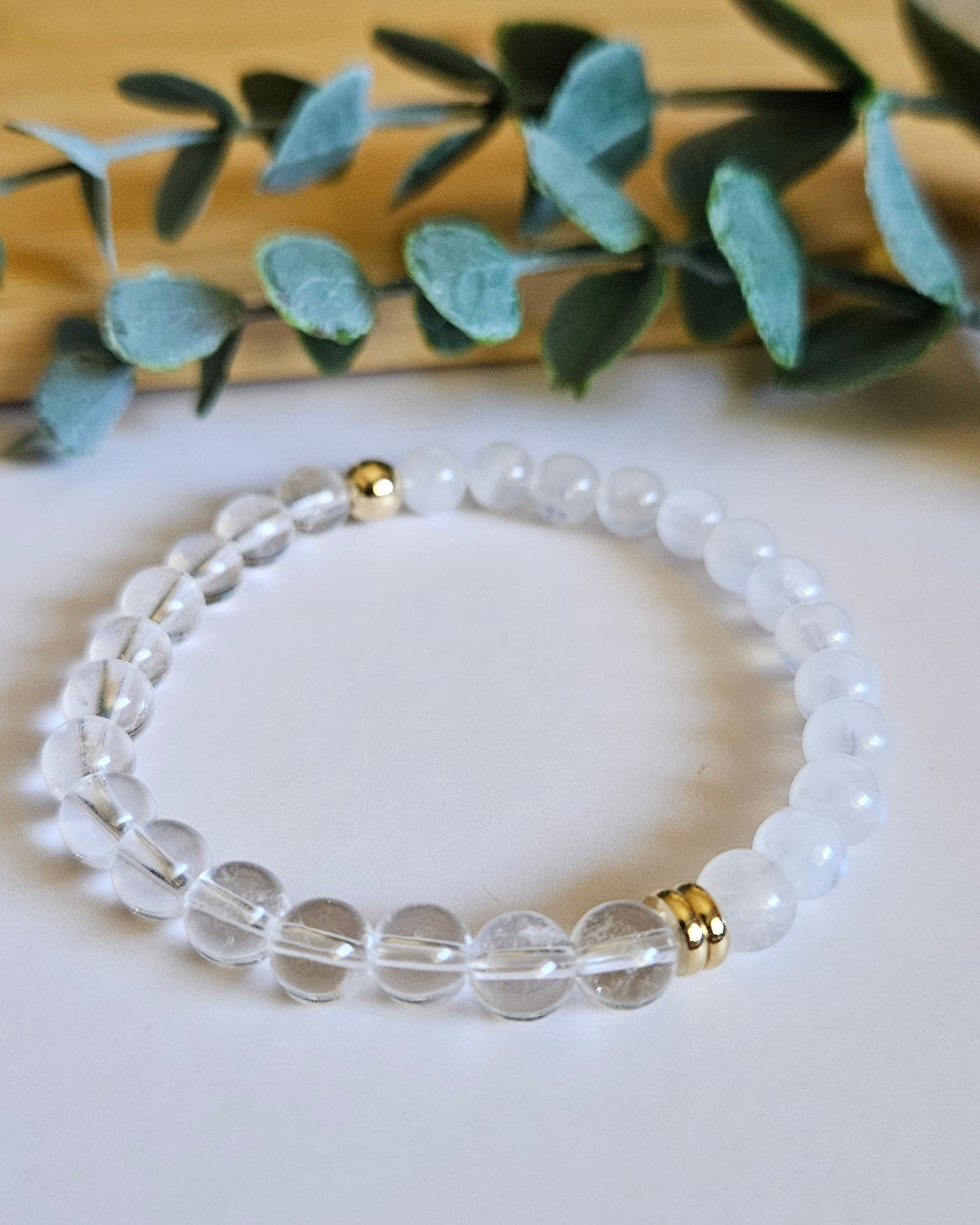Luminous Moon Bracelet | Moonstone and Clear Quartz for Clarity and Intuition