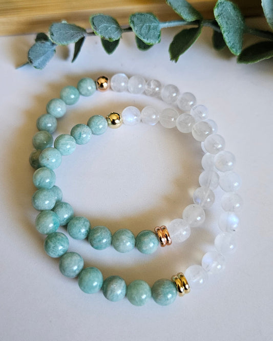 Tidal Moon Bracelet | Moonstone and Amazonite for Calm and Harmony