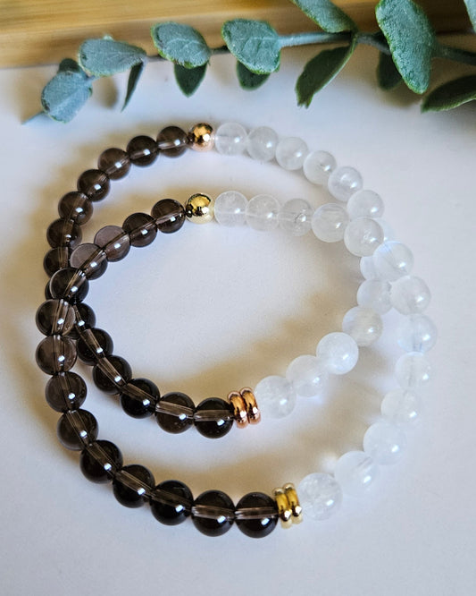 Twilight Moon Bracelet | Moonstone and Smoky Quartz for Grounding and Intuition