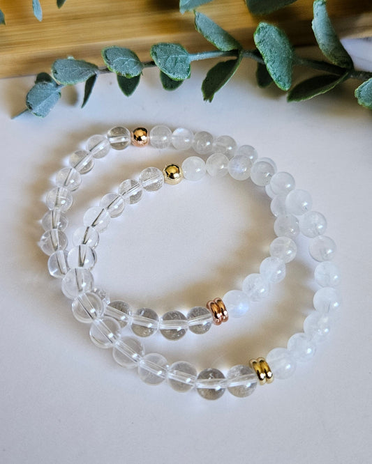 Luminous Moon Bracelet | Moonstone and Clear Quartz for Clarity and Intuition