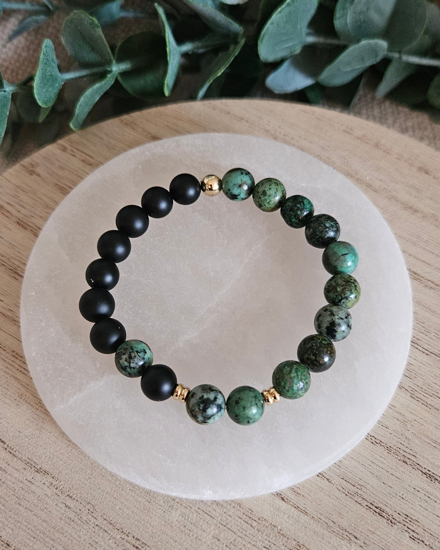 African Turquoise & Black Onyx Bracelet | Grounded Growth
