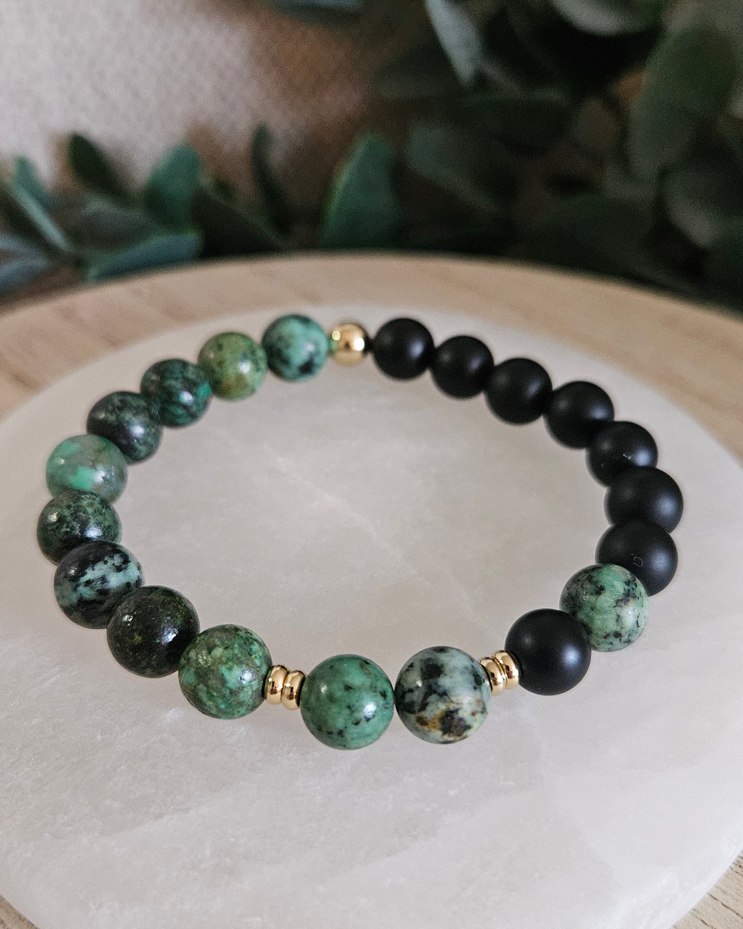 African Turquoise & Black Onyx Bracelet | Grounded Growth