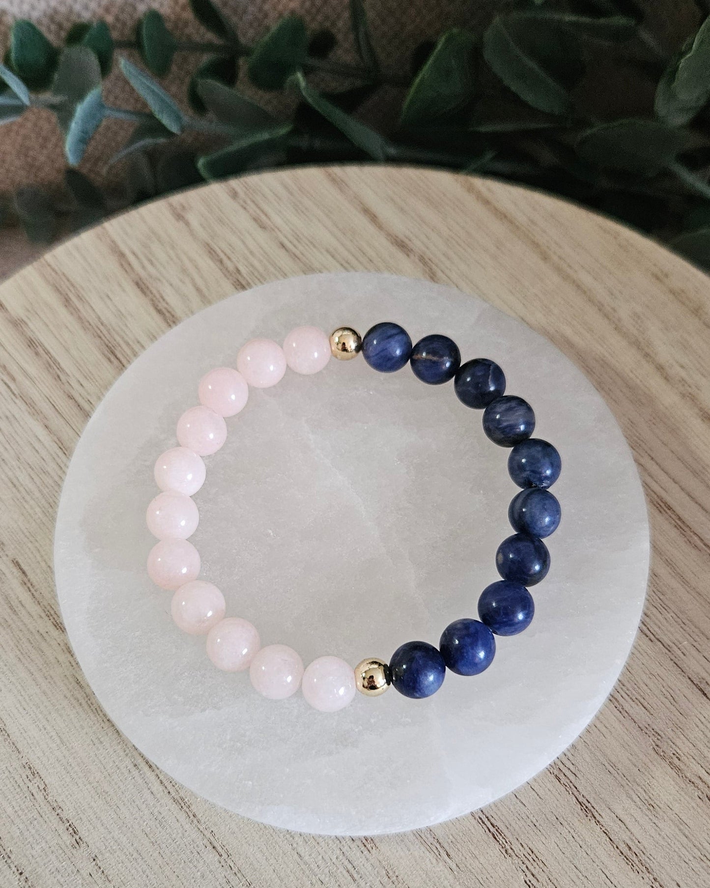 Peach Jade & Sodalite Bracelet | Balance Between Heart & Mind