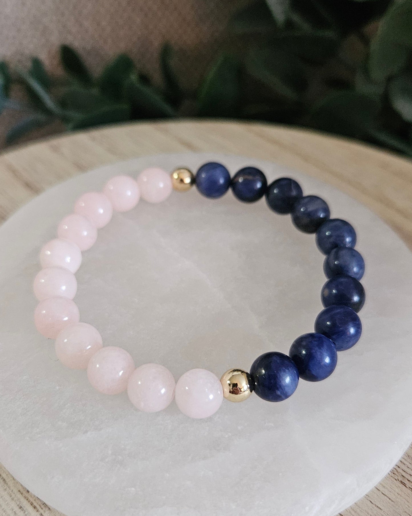 Peach Jade & Sodalite Bracelet | Balance Between Heart & Mind