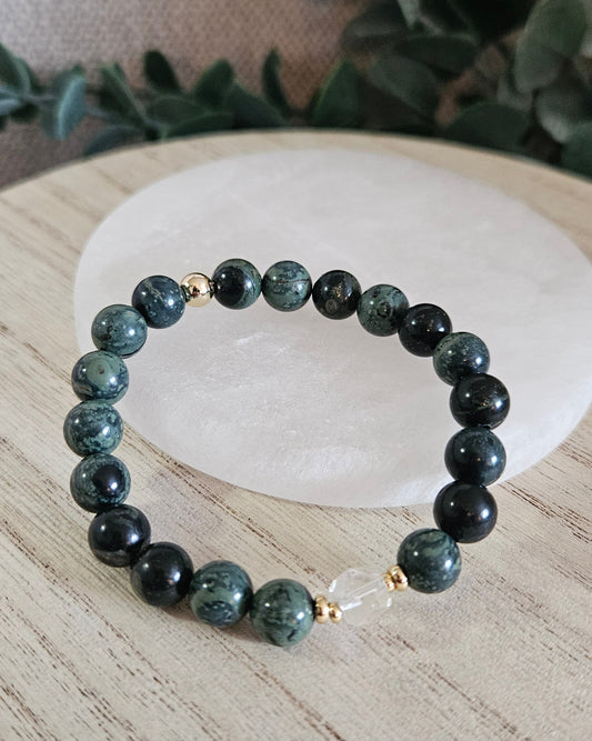 Kambaba Jasper & Clear Quartz Bracelet | Grounded Clarity