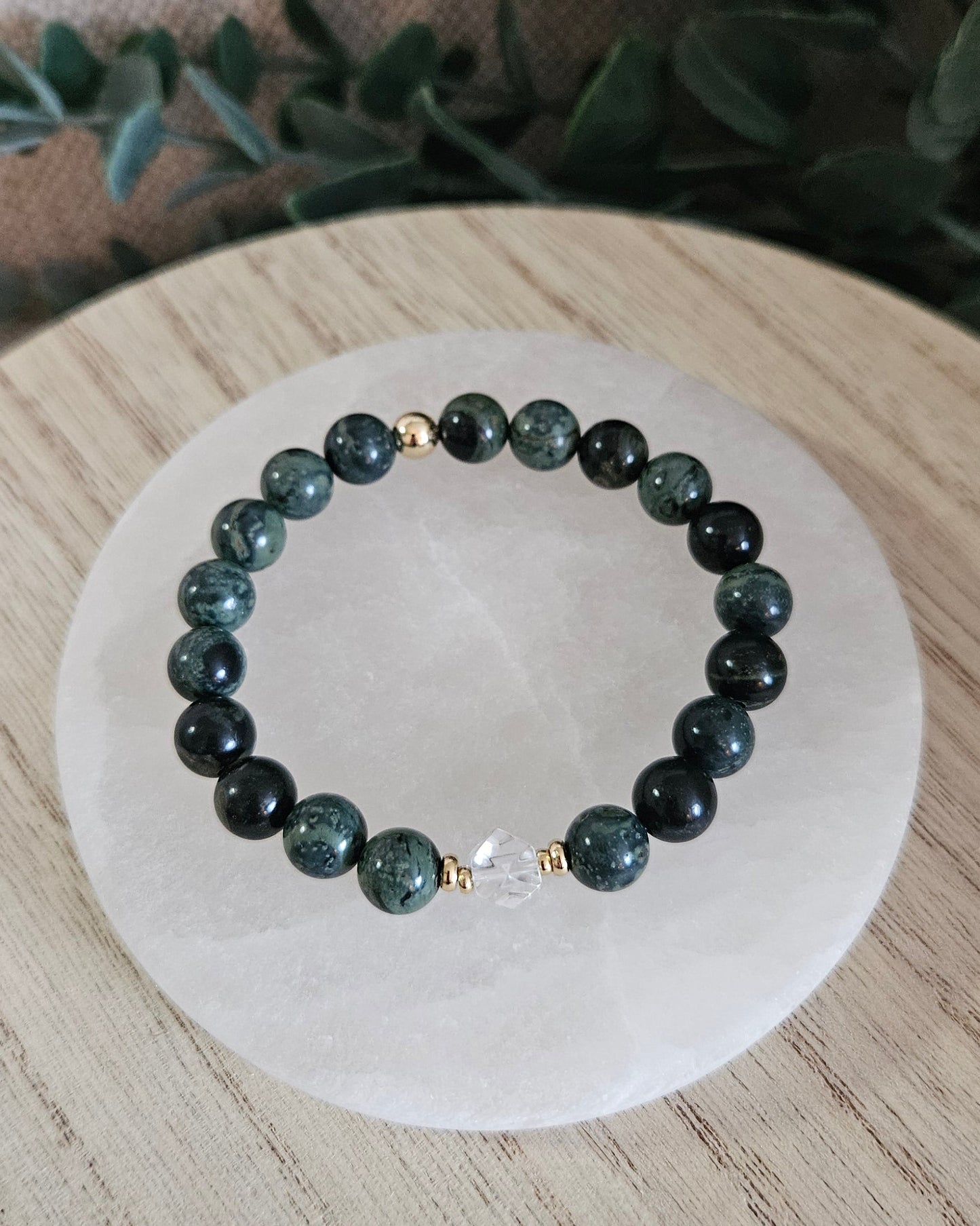 Kambaba Jasper & Clear Quartz Bracelet | Grounded Clarity