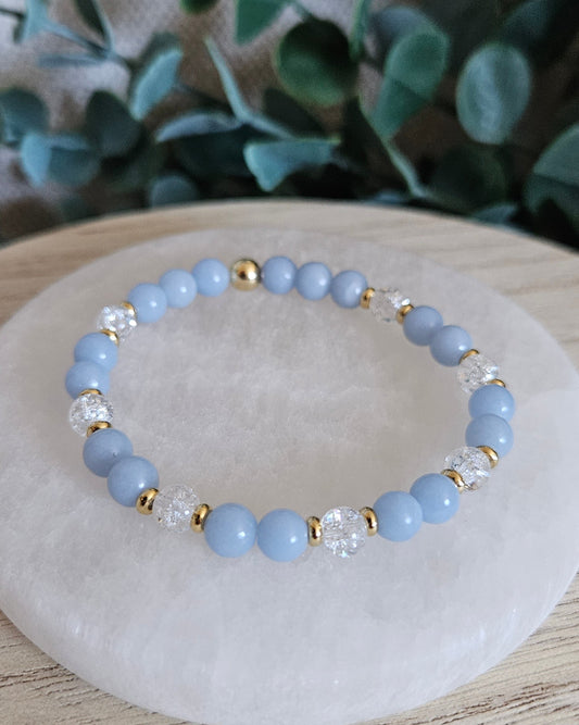 Angelite & Clear Quartz Bracelet | Calm & Gentle Clarity