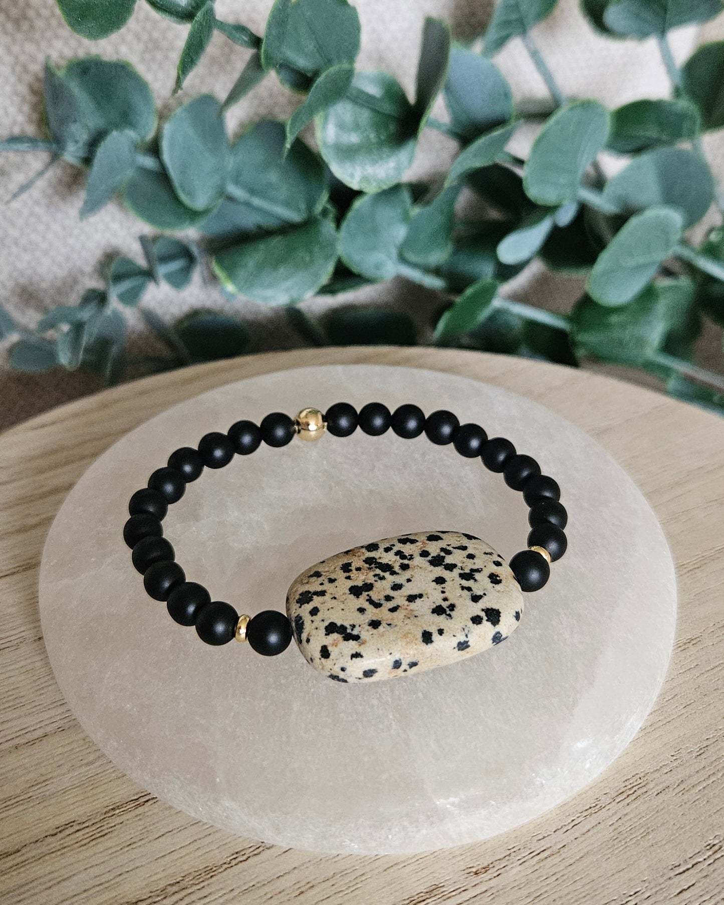 Black Onyx & Dalmatian Jasper Bracelet | Strength with Lightness