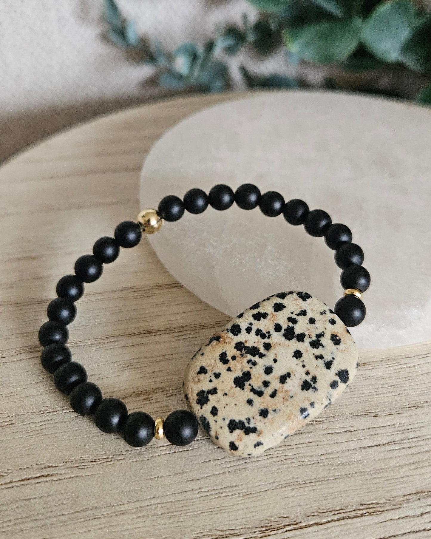 Black Onyx & Dalmatian Jasper Bracelet | Strength with Lightness