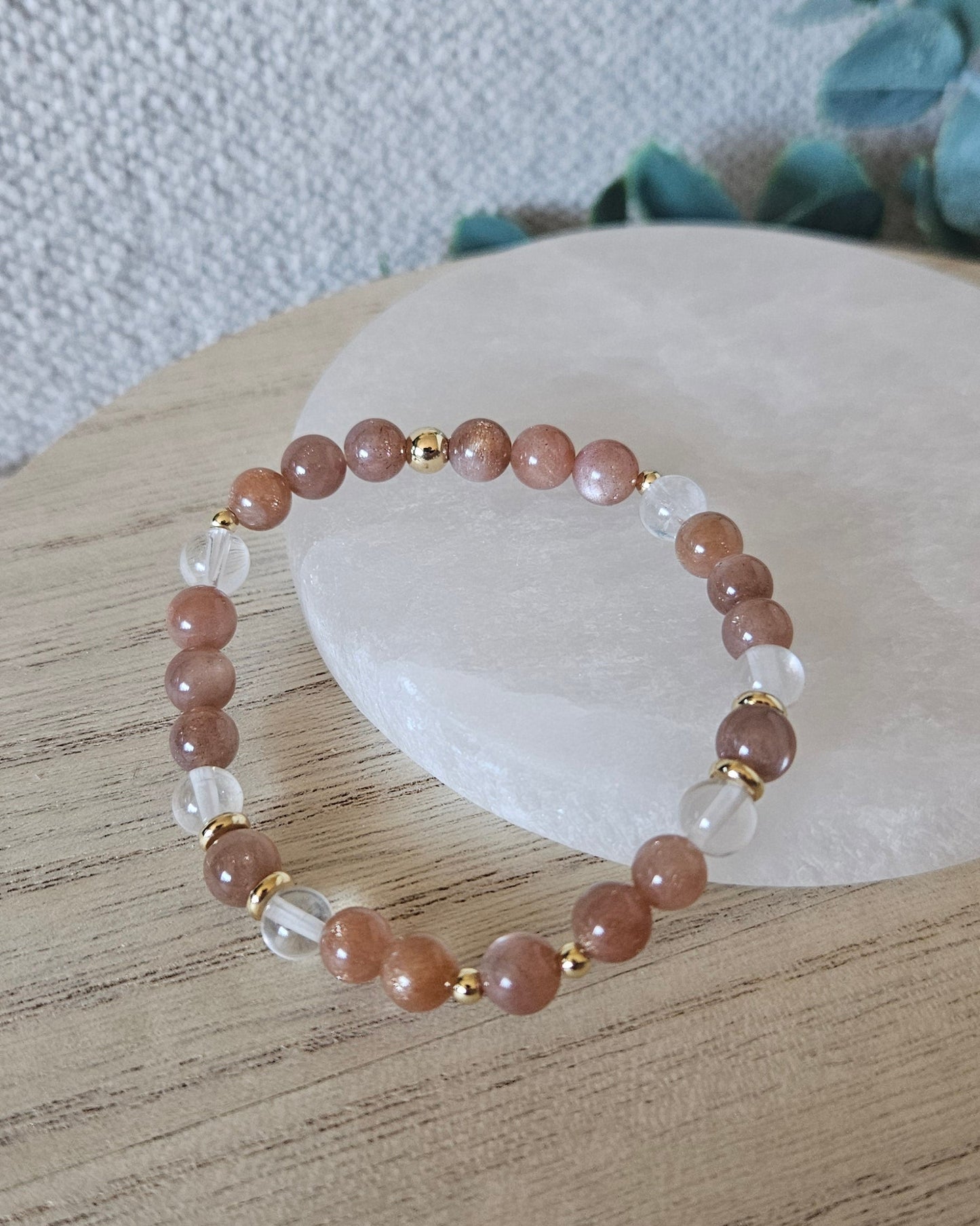 Sunstone & Clear Quartz Bracelet | Clarity & Positive Energy