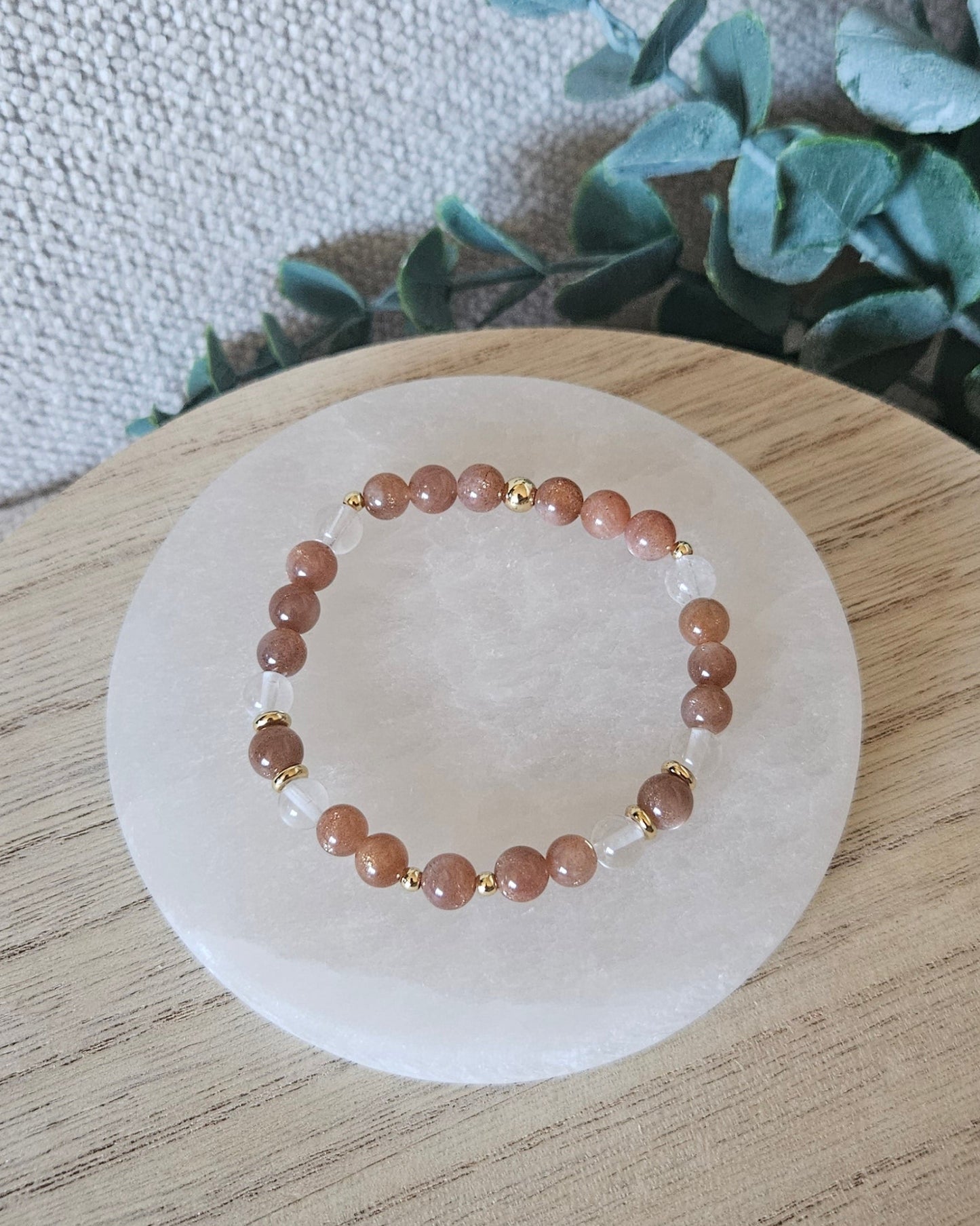 Sunstone & Clear Quartz Bracelet | Clarity & Positive Energy
