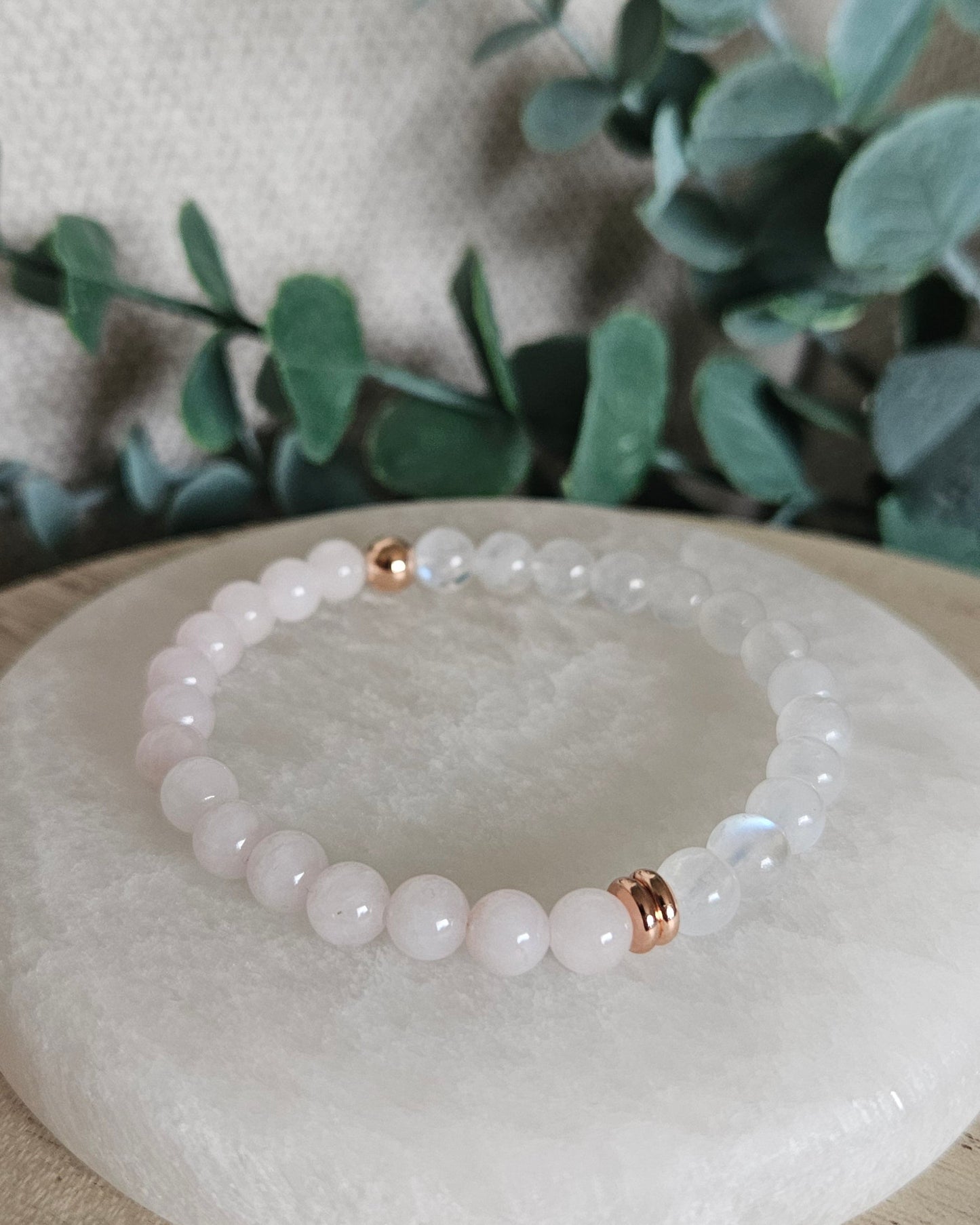 Moonstone & Rose Quartz Bracelet | Emotional Balance & Gentle Compassion