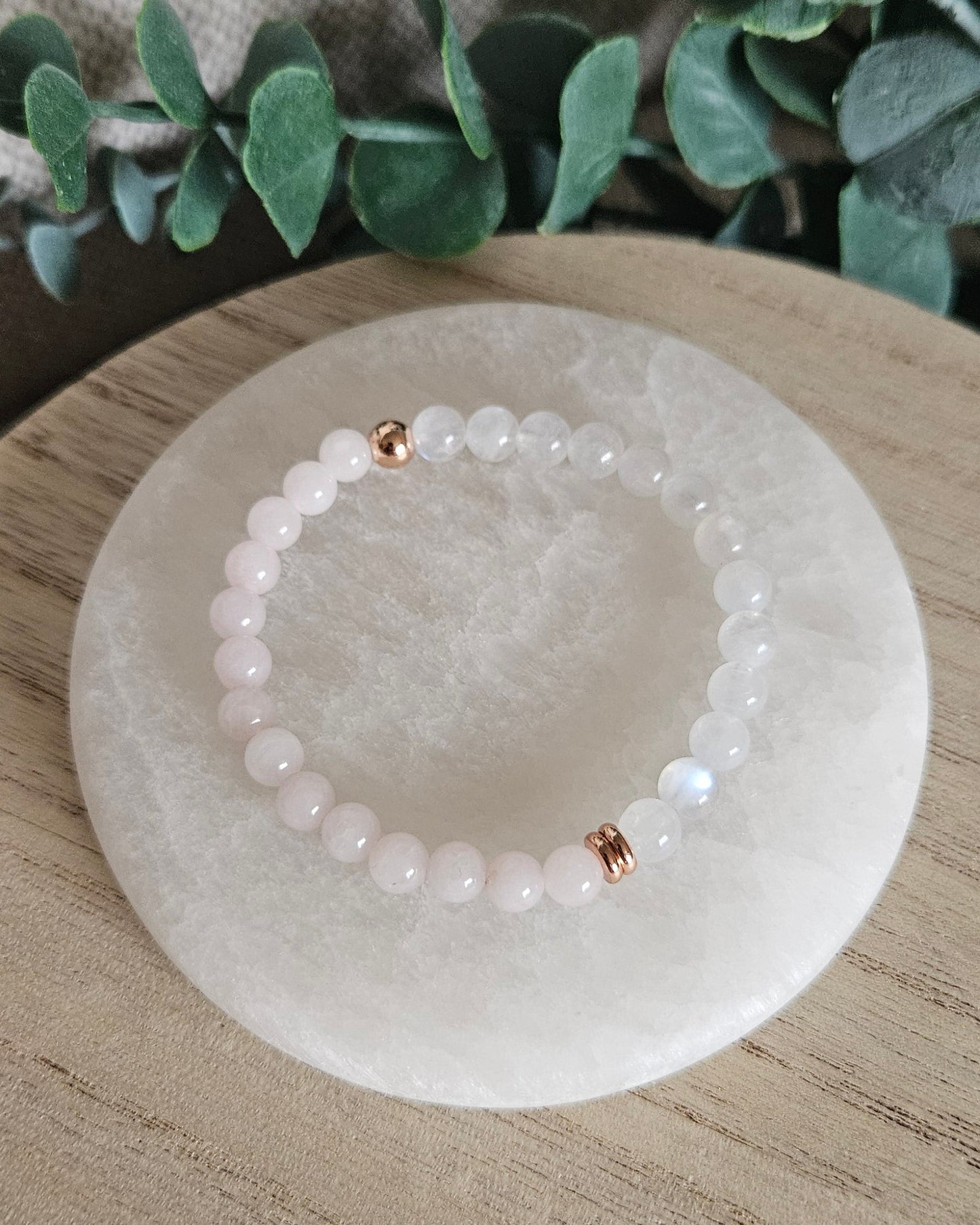 Moonstone & Rose Quartz Bracelet | Emotional Balance & Gentle Compassion