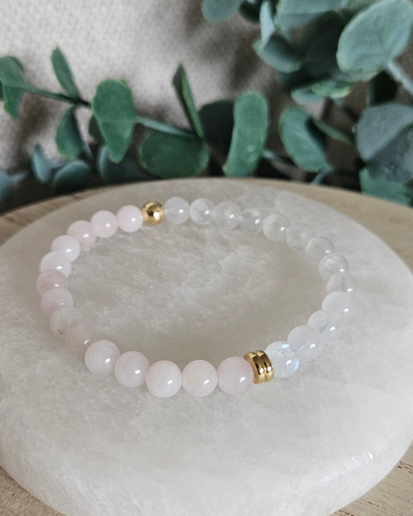 Moonstone & Rose Quartz Bracelet | Emotional Balance & Gentle Compassion