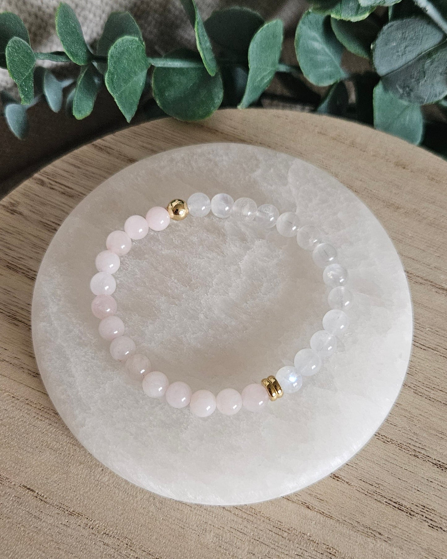 Moonstone & Rose Quartz Bracelet | Emotional Balance & Gentle Compassion