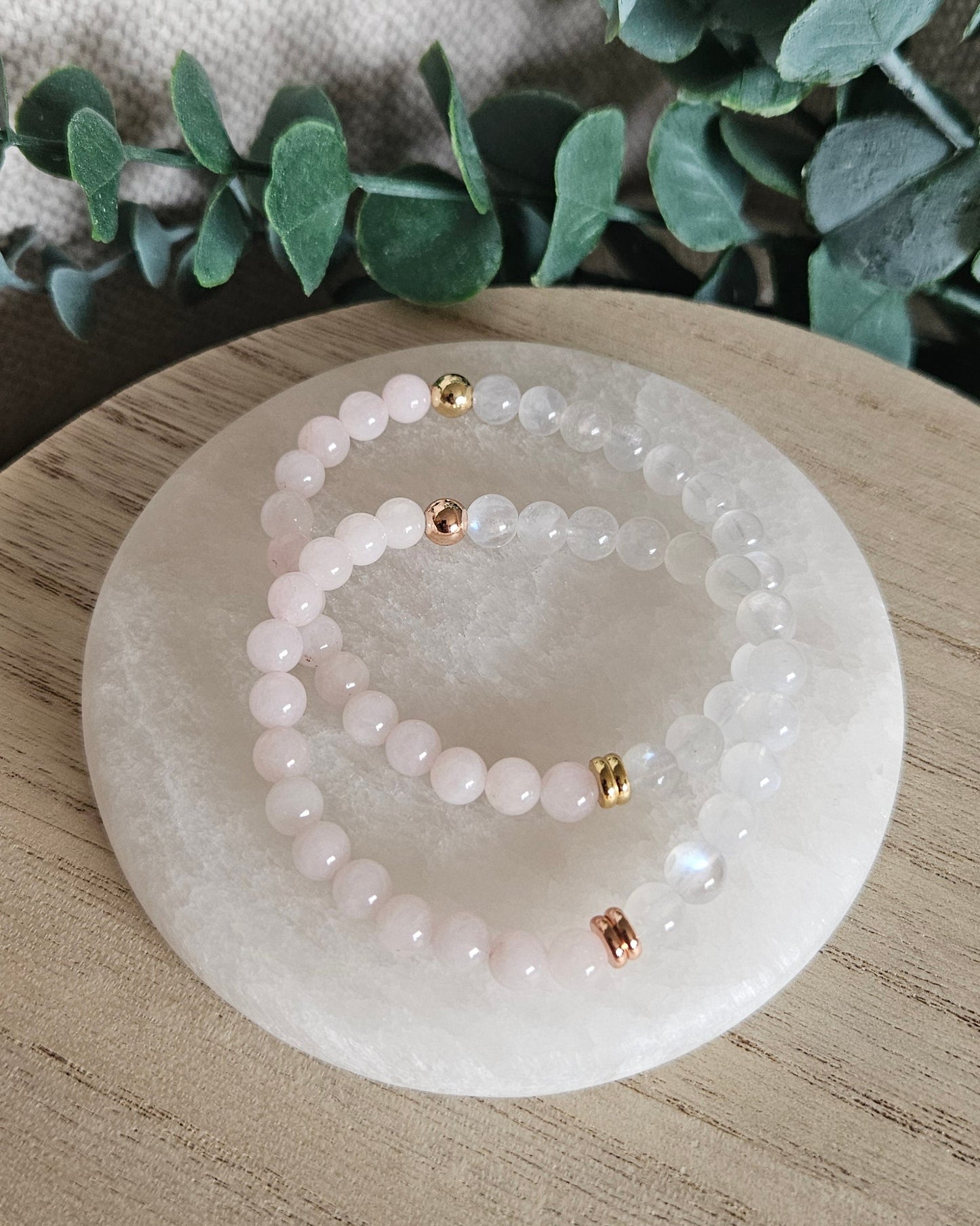 Moonstone & Rose Quartz Bracelet | Emotional Balance & Gentle Compassion