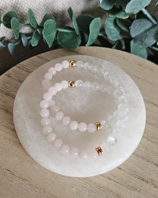 Moonstone & Rose Quartz Bracelet | Emotional Balance & Gentle Compassion