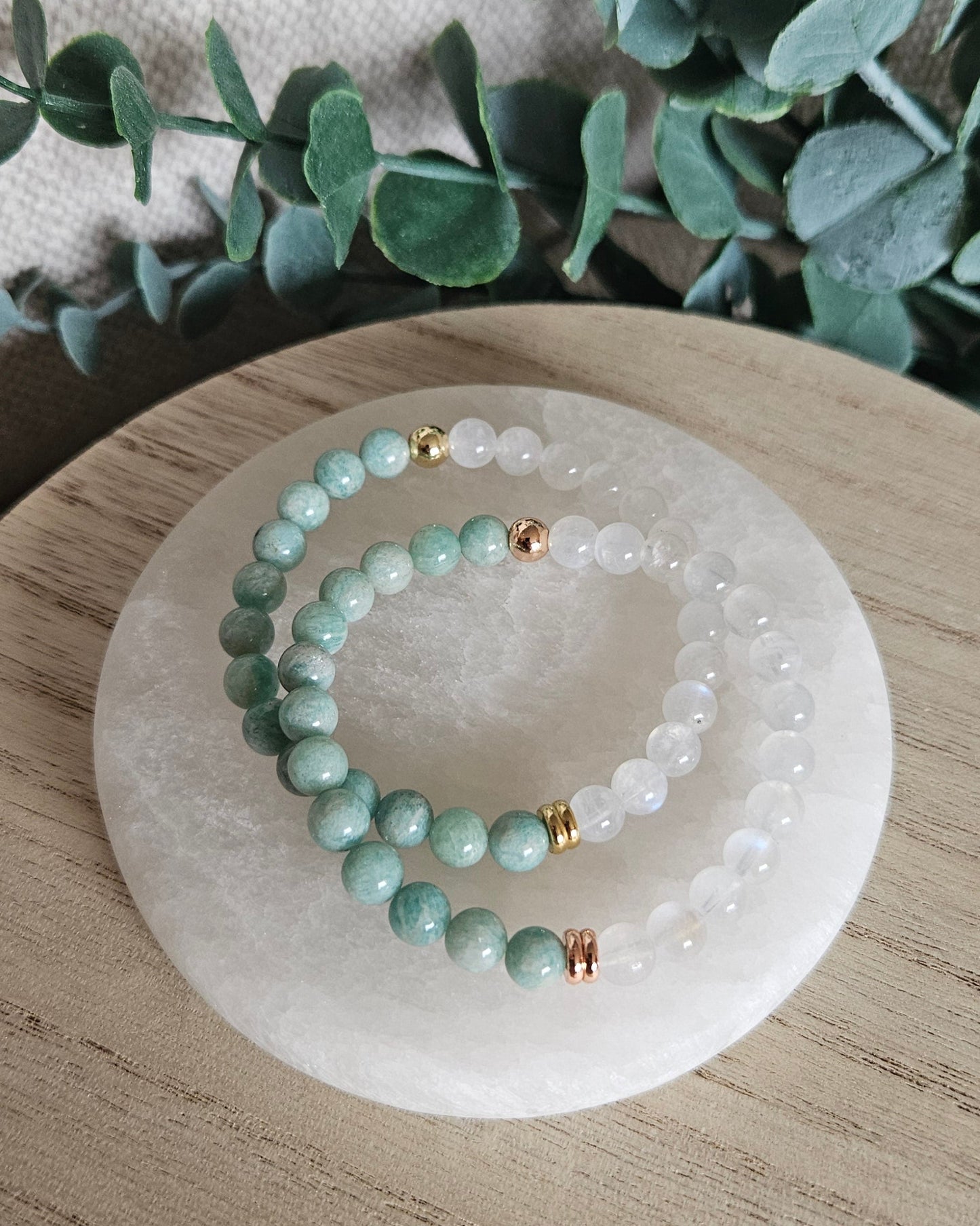 Moonstone & Amazonite Bracelet | Emotional Balance & Gentle Calm