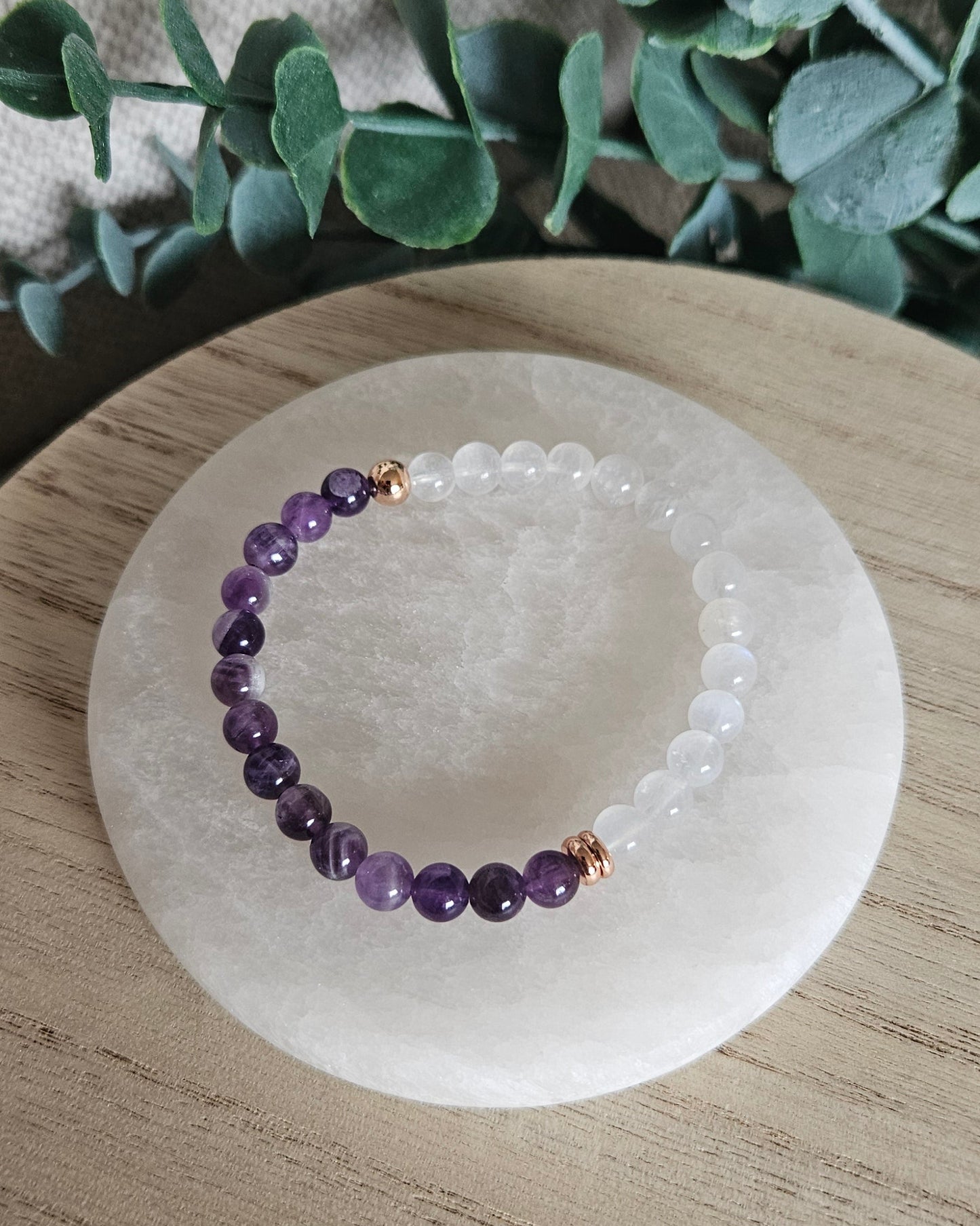 Moonstone & Amethyst Bracelet | Calm Clarity & Emotional Balance