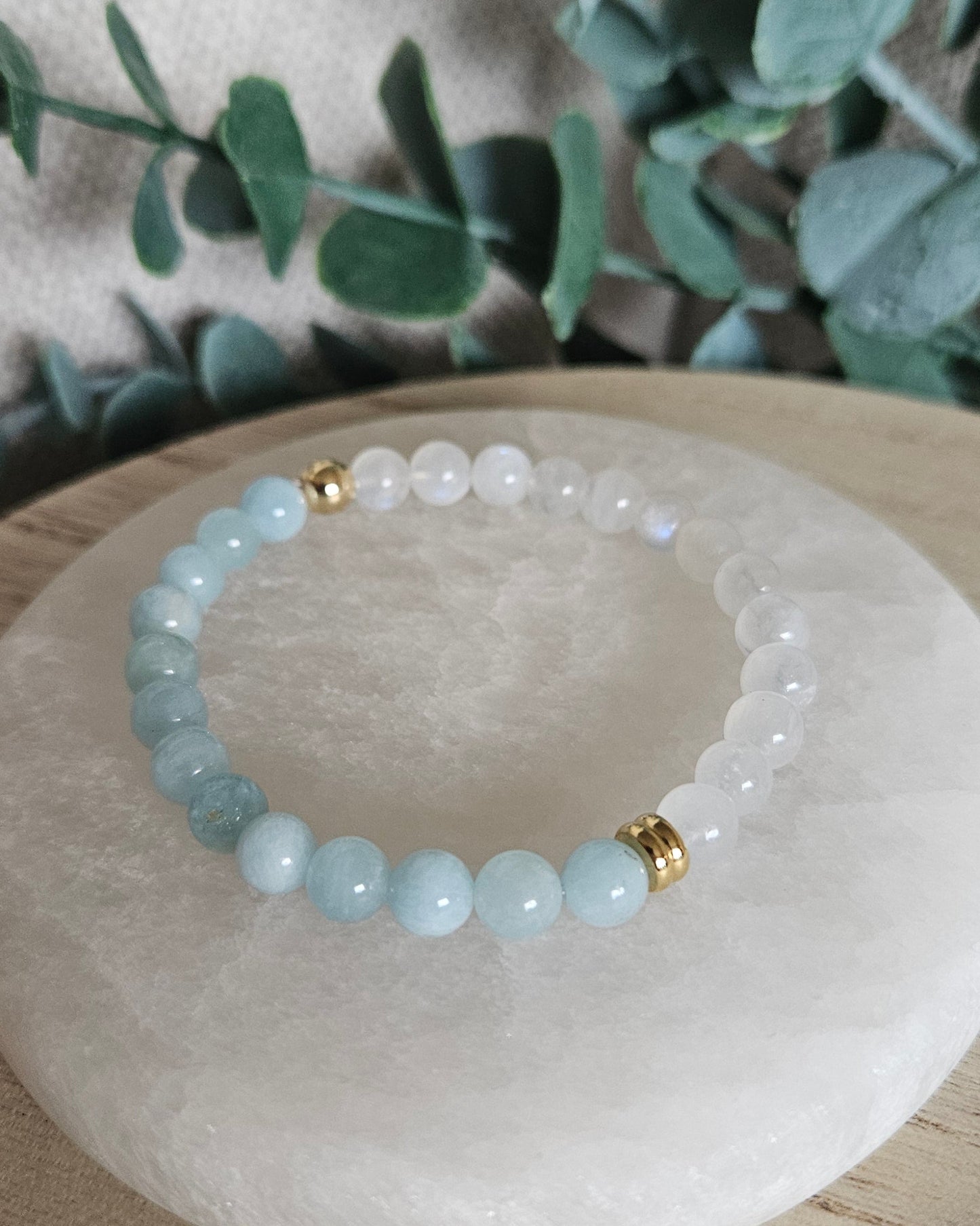 Moonstone & Aquamarine Bracelet | Calm Clarity & Emotional Flow
