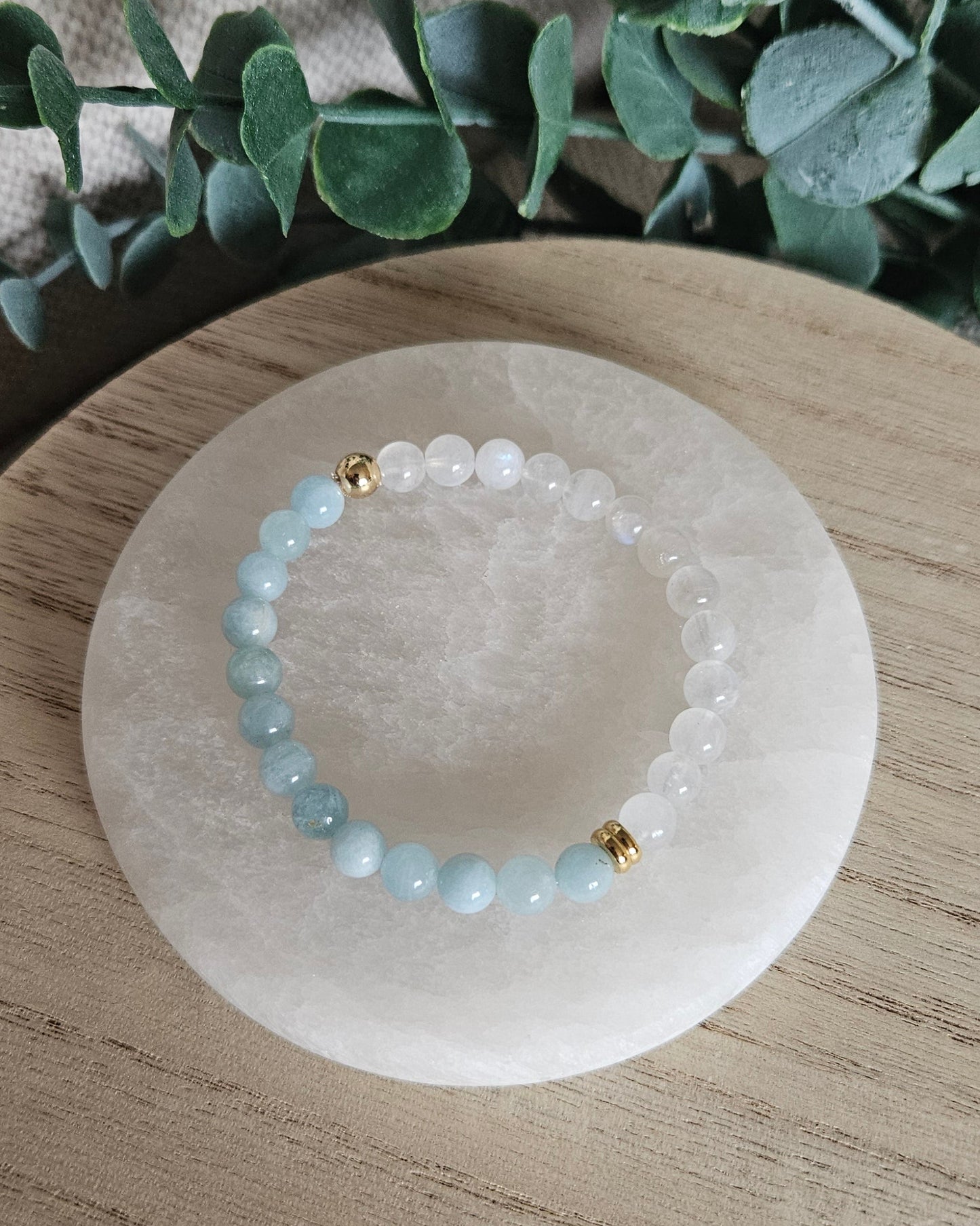 Moonstone & Aquamarine Bracelet | Calm Clarity & Emotional Flow