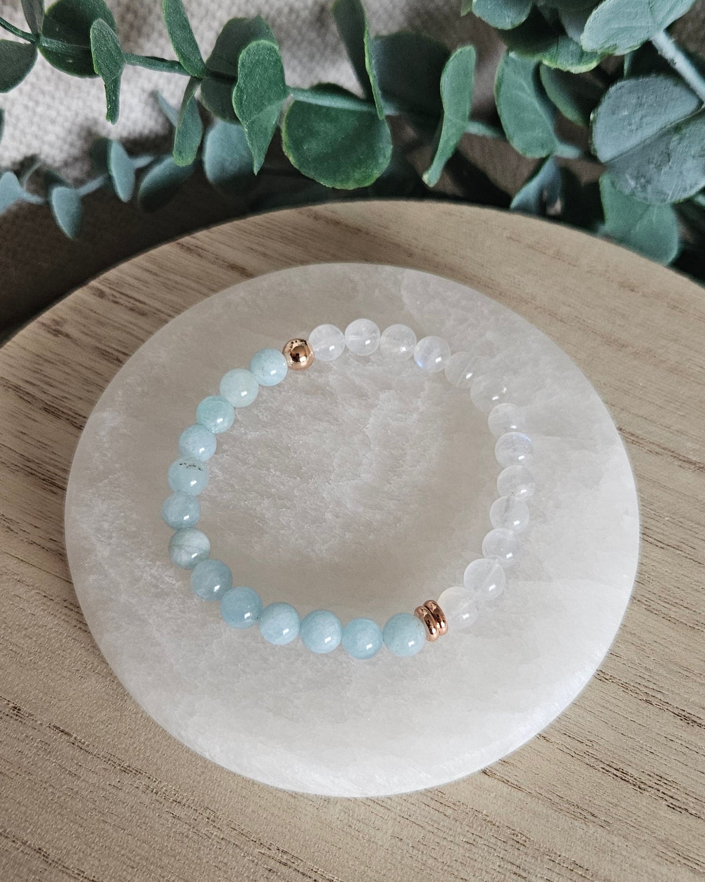Moonstone & Aquamarine Bracelet | Calm Clarity & Emotional Flow