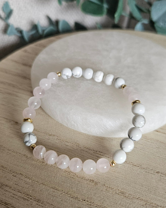 Rose Quartz & Howlite Bracelet | Emotional Calm & Gentle Support