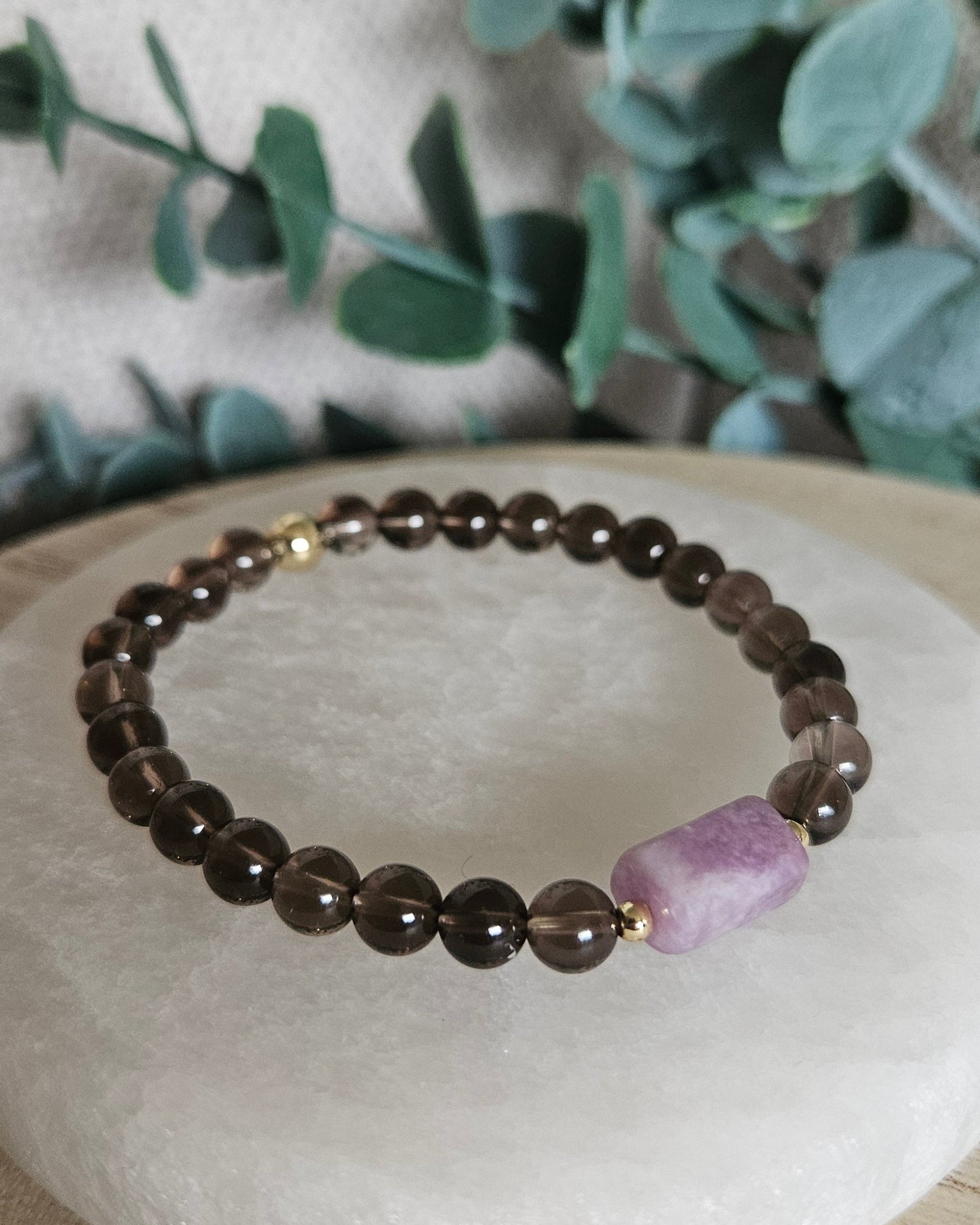 Smoky Quartz & Lepidolite Bracelet | Grounding & Emotional Calm