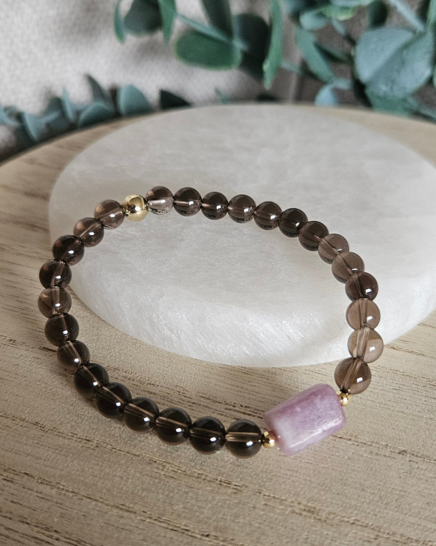 Smoky Quartz & Lepidolite Bracelet | Grounding & Emotional Calm